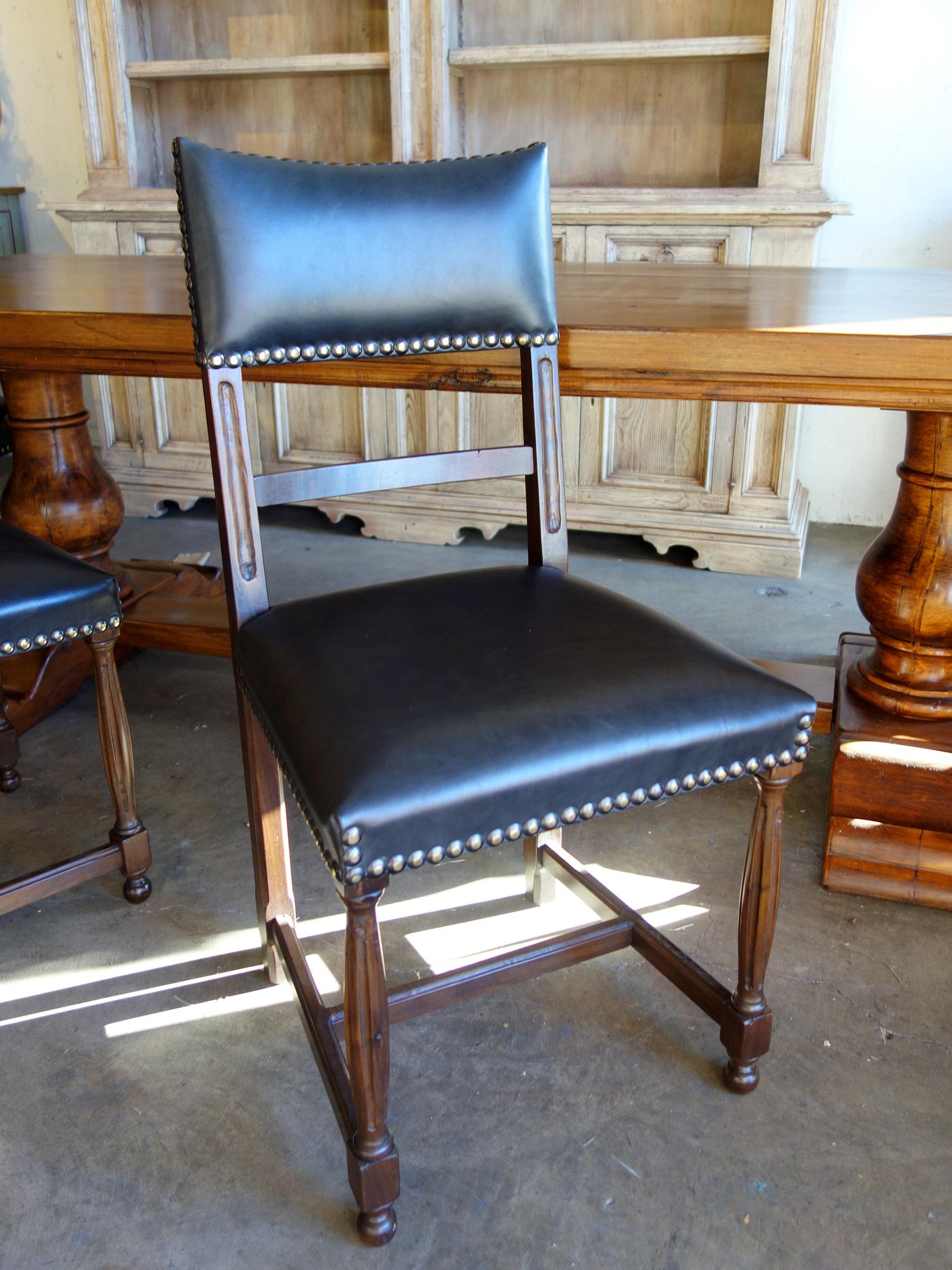 18th Century Style Italian BELLA Carved Solid Walnut Side Chair Leather to order For Sale 3