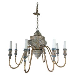 18th Century-Style Italian Carved Wood and Gilt Six-Light Chandelier