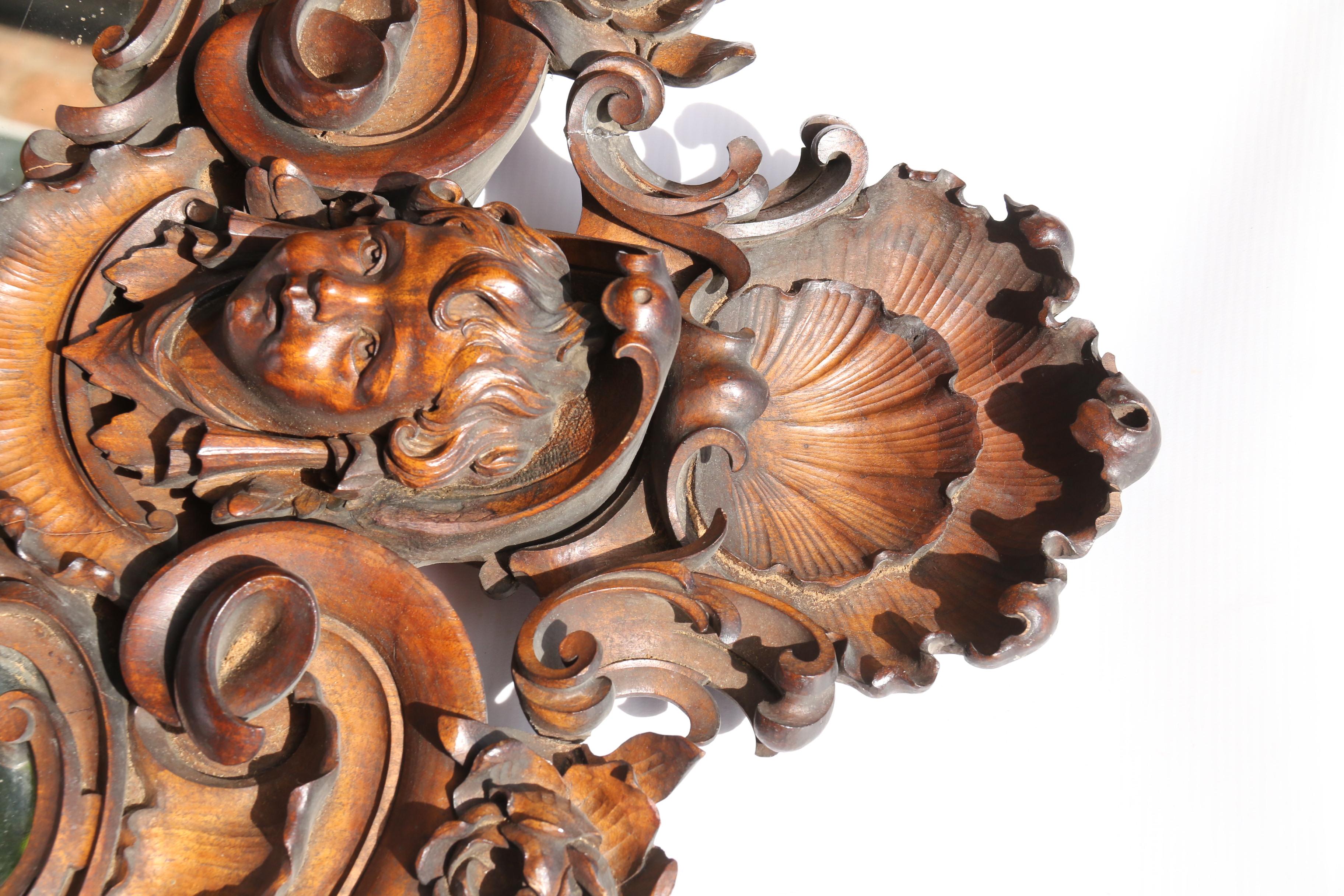 Neoclassical Revival 18th Century Style Italian Highly Decorative Walnut Mirror