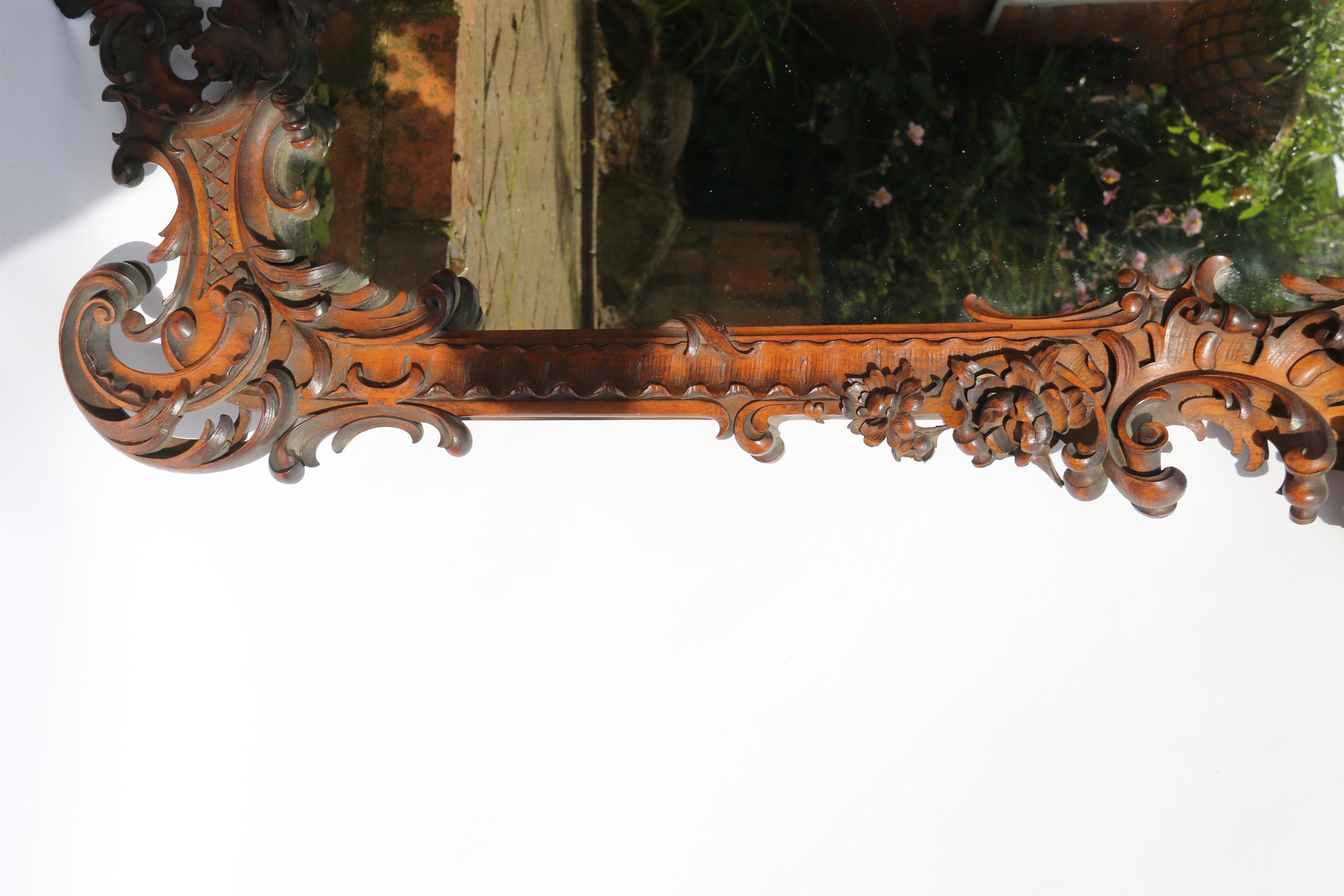 19th Century 18th Century Style Italian Highly Decorative Walnut Mirror