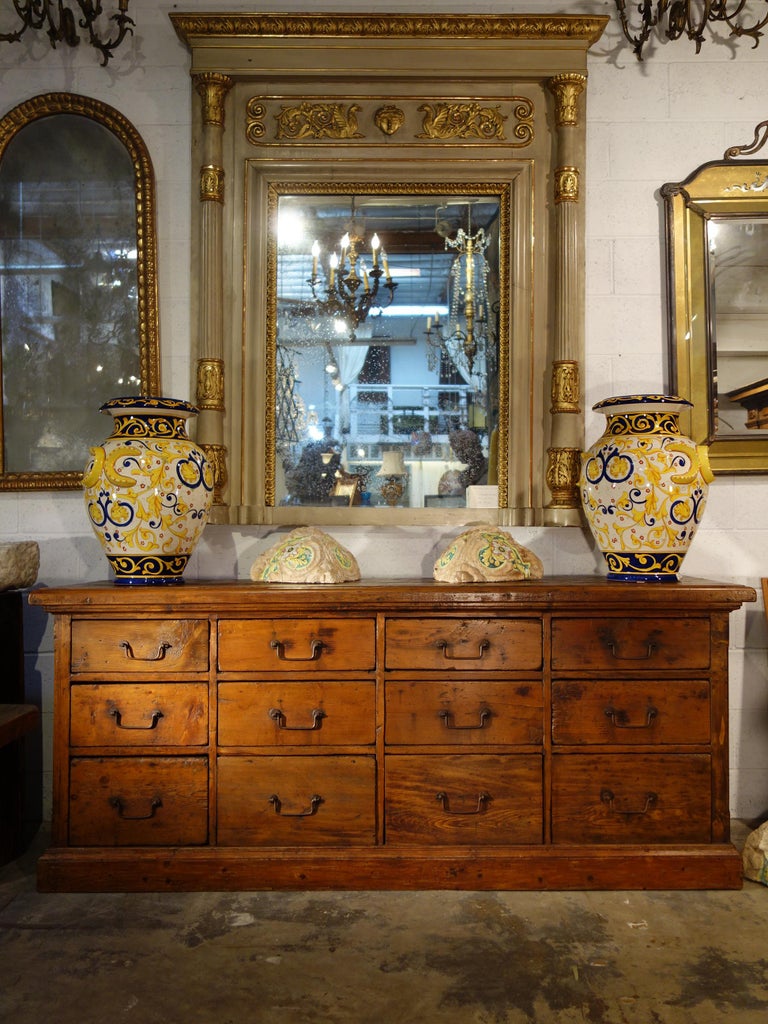 18th C Style Italian Old Fir 12 Drawer Pharmacy In Stock or custom quote For Sale at