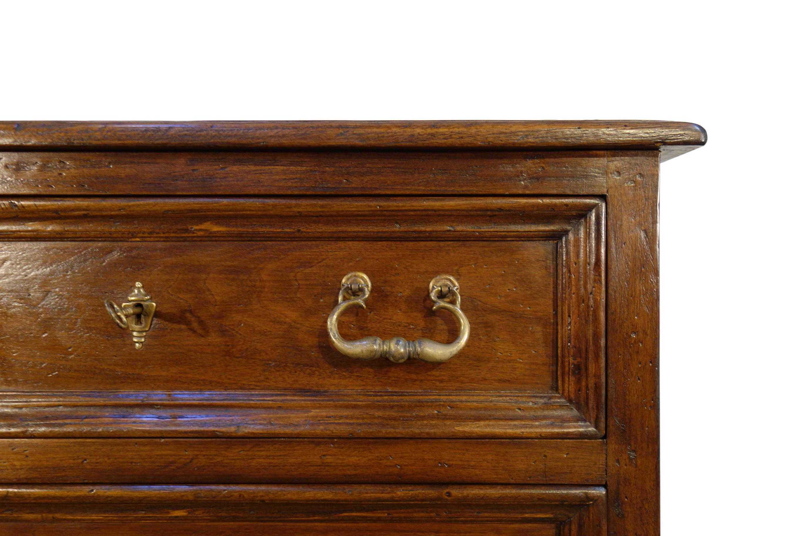 18th C Style Italian Old Walnut 3-Drawer Cassettone Dresser with finish options For Sale 1