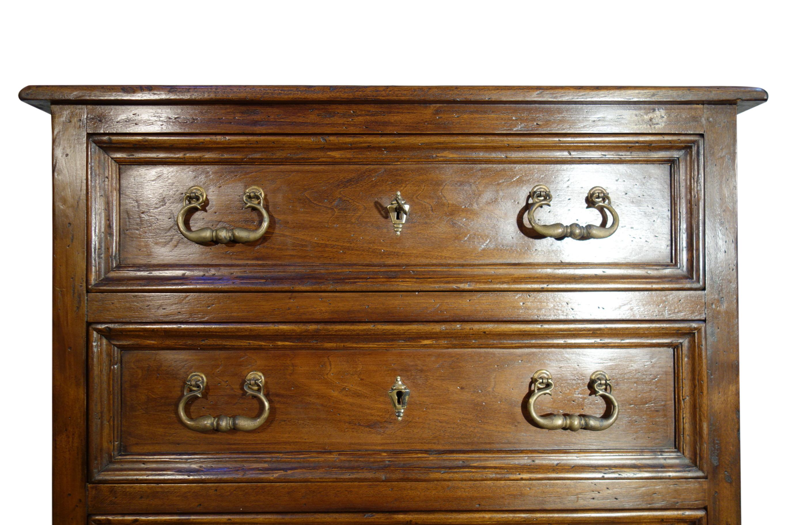 18th C Style Italian Old Walnut 3-Drawer Cassettone Dresser with finish options In New Condition For Sale In Encinitas, CA