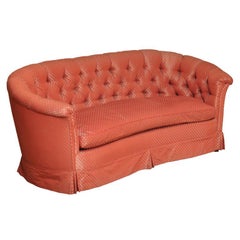 18th Century Style Wood & Hogan Kidney Shaped Sofa with Deep Tufted Back