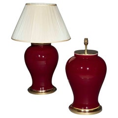 18th Century Style Large Pair of Chinese Jar Lamps in Sang de Boeuf Glaze
