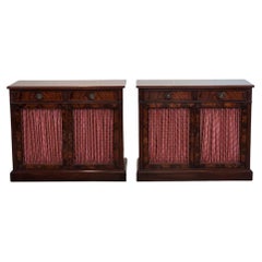 18th Century Style Mahogany Servers, Matched Pair, Mahogany with Brass Grills