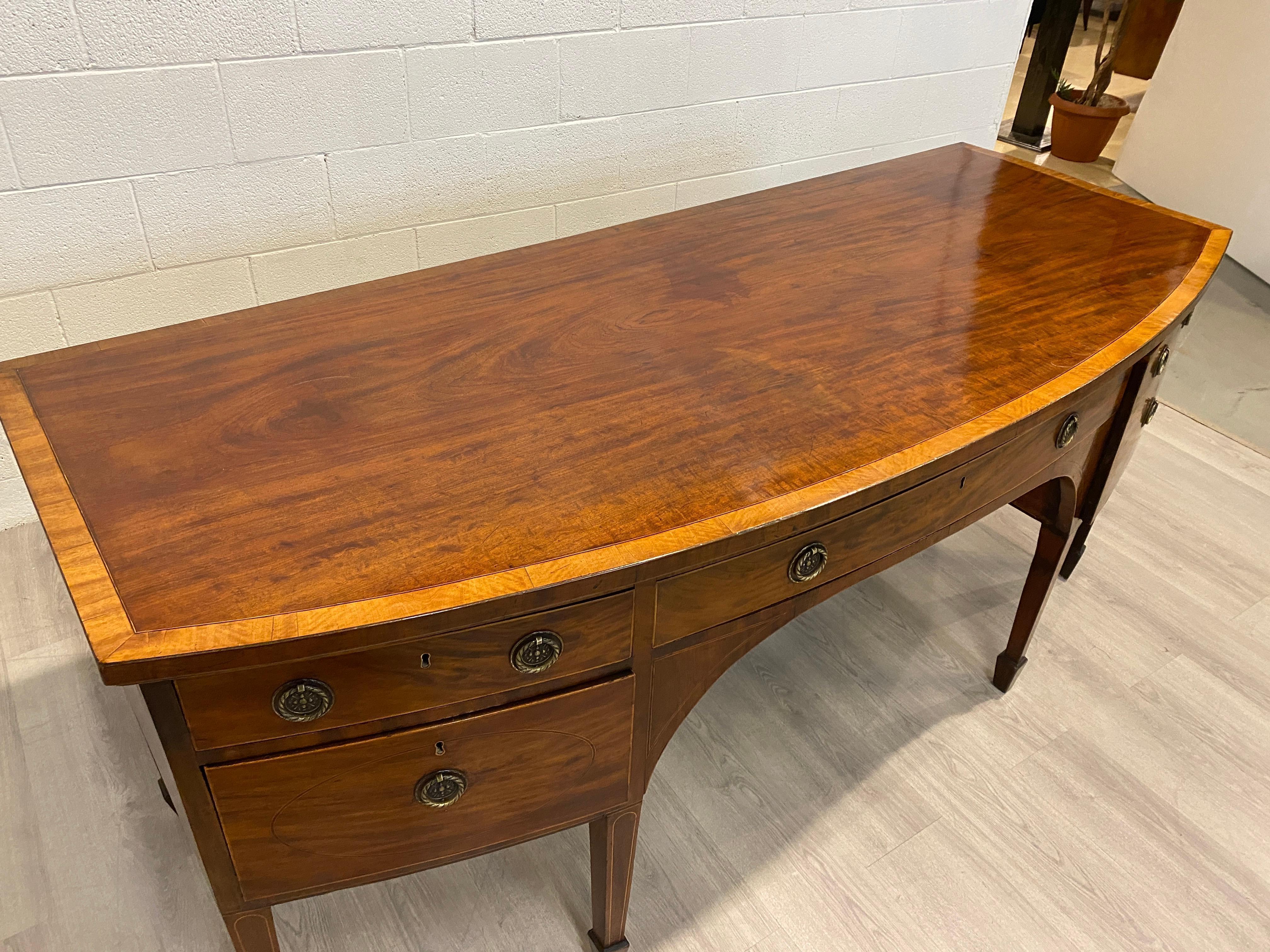 19th Century 18th Century Style Mahogany with Banded Top English Georgian Sideboard For Sale