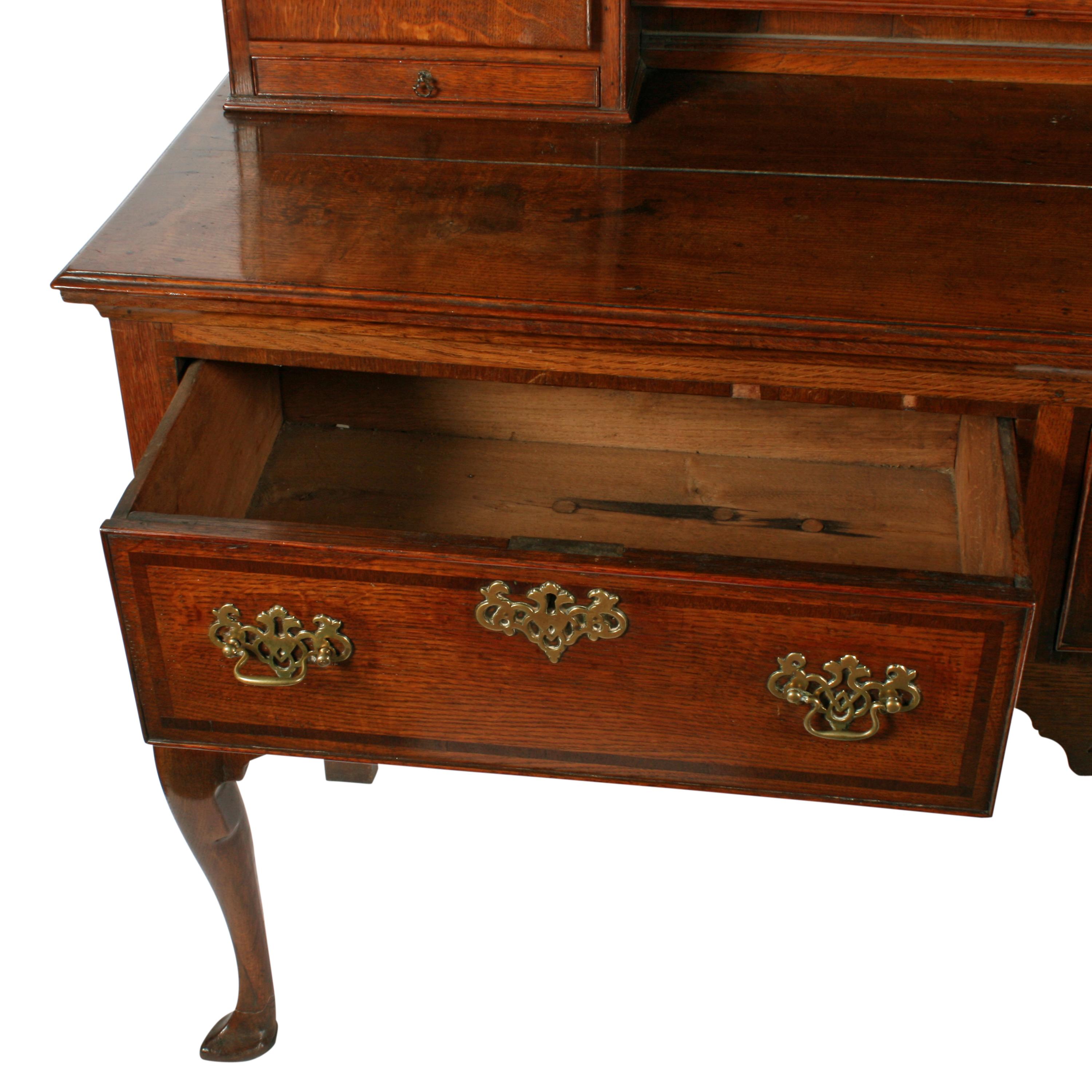 British 18th Century Georgian Style Oak Dresser & Delft Rack For Sale