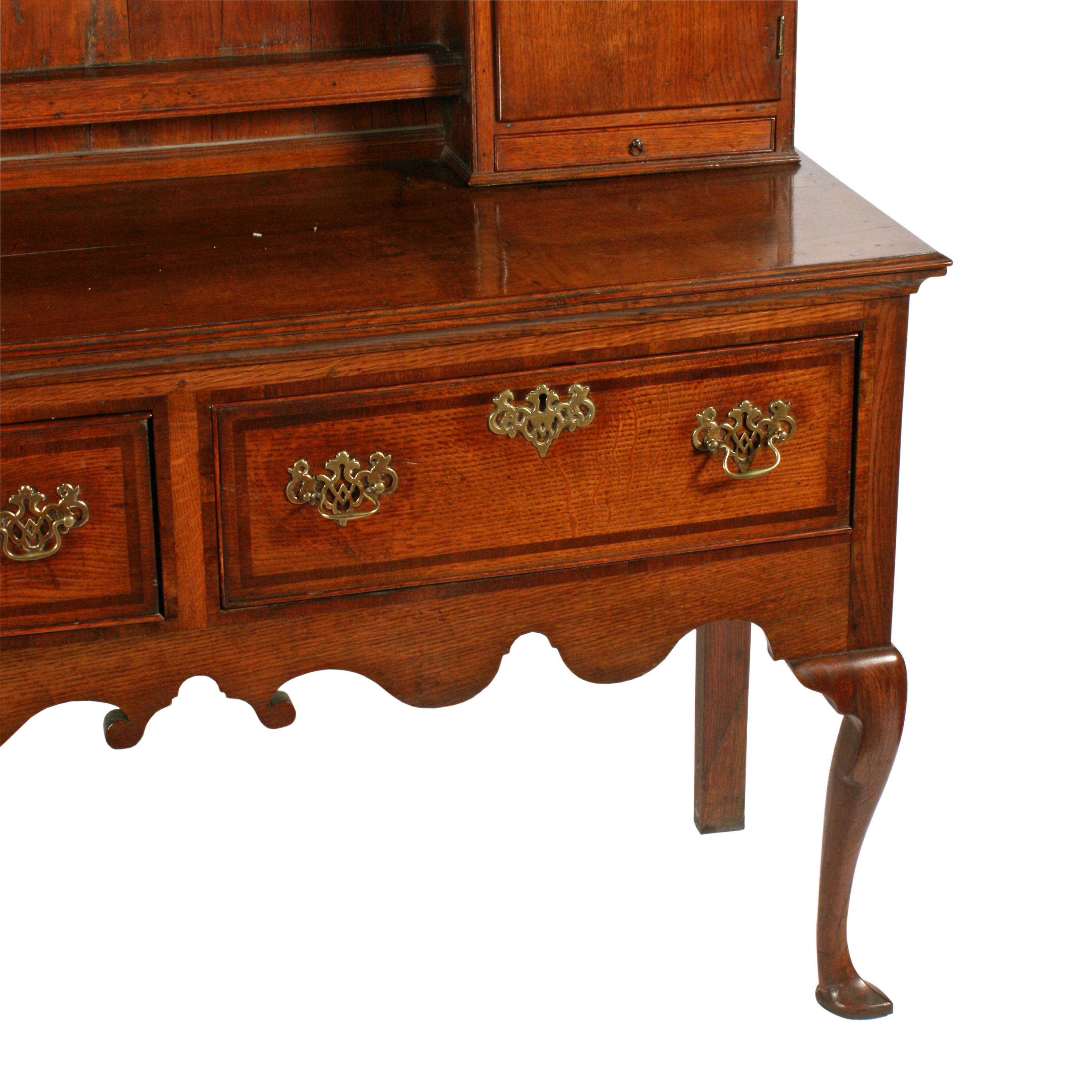 19th Century 18th Century Georgian Style Oak Dresser & Delft Rack For Sale