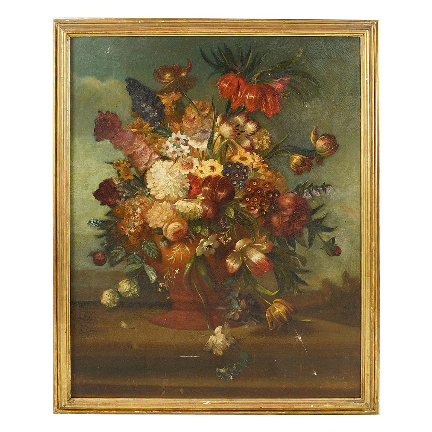 18th Century Style Oil on Canvas Still Life