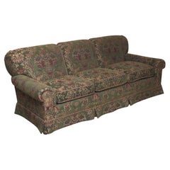  New 18th C. Style Overstuff Sofa w/ Down Cushions. Covered Damask w/ Rope Trim