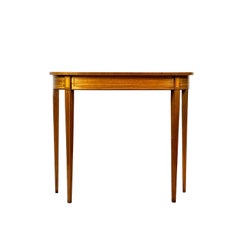 18th Century Style Pair of Demi Lune Console Tables, Banded and Inlaid