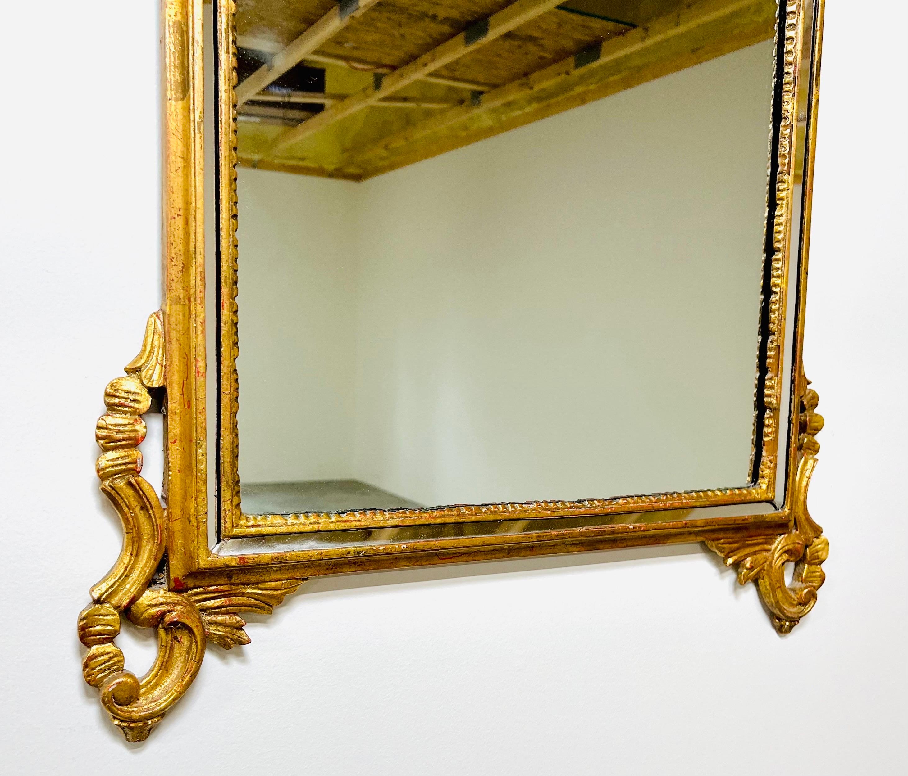American 18th Century Style Regency Gold Gilt Wall Mirror Having Urn and Wreathed Pendant