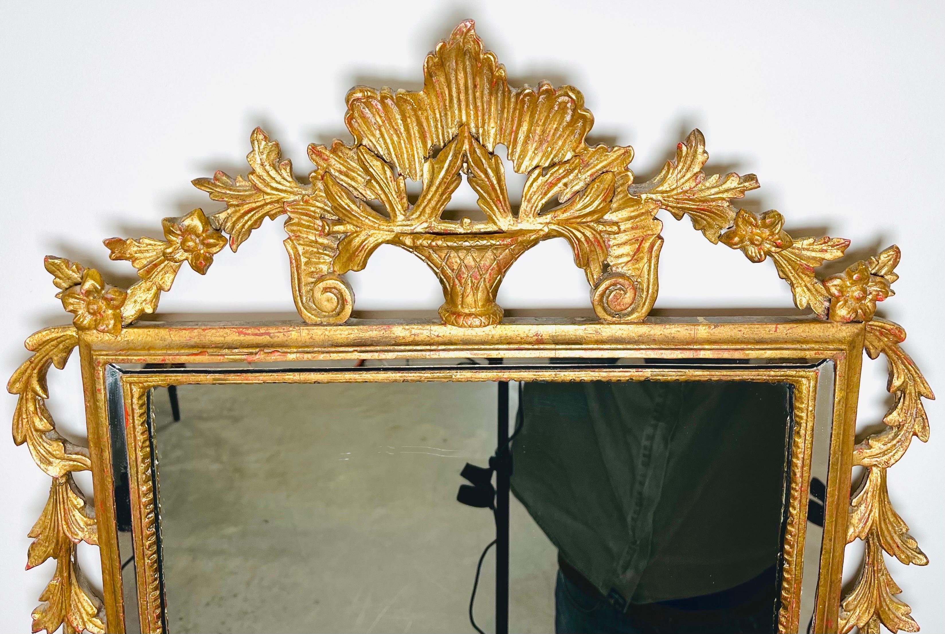 20th Century 18th Century Style Regency Gold Gilt Wall Mirror Having Urn and Wreathed Pendant