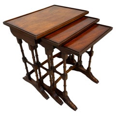 18th Century Style Regency Mahogany English Nesting Tables, Set of Three