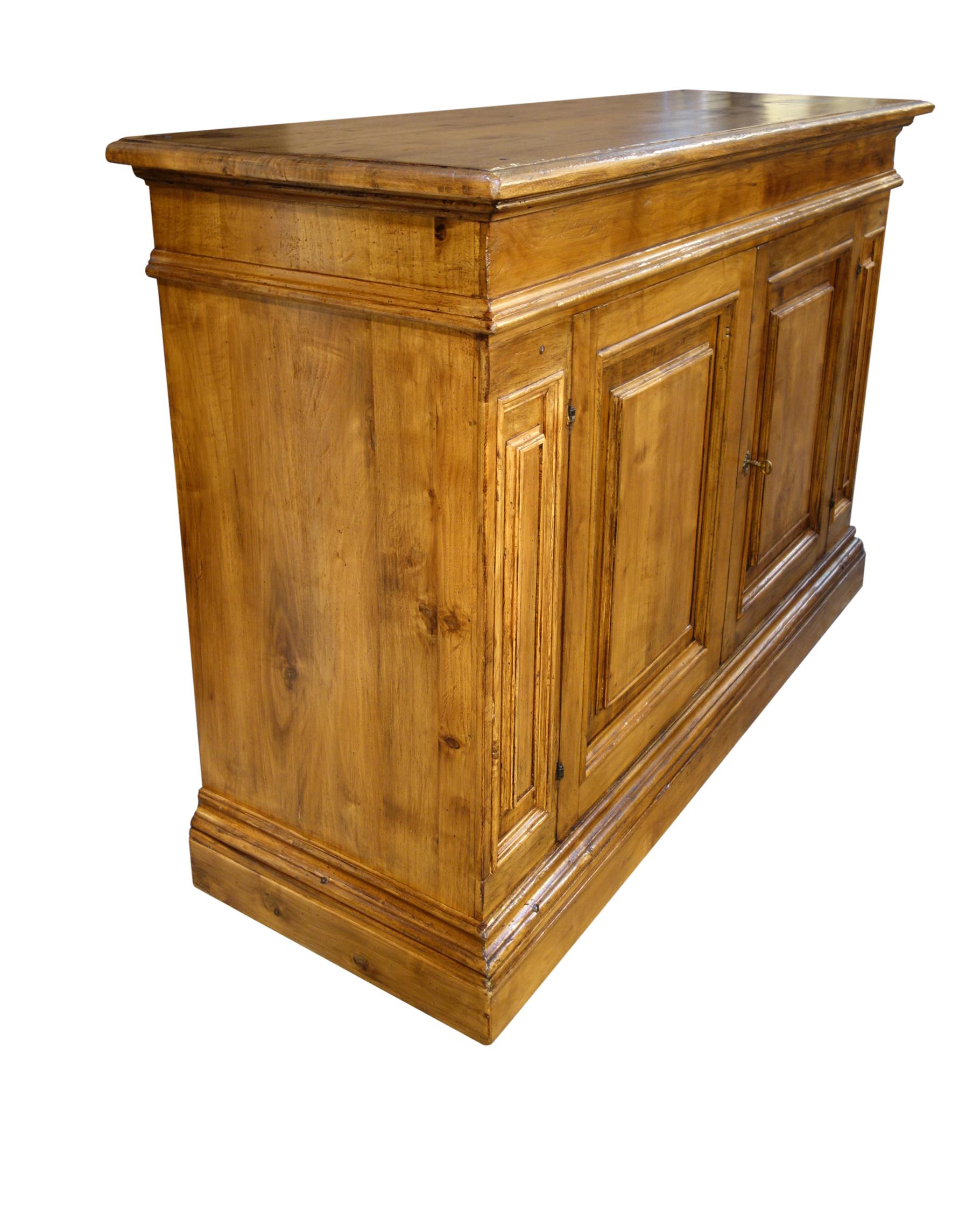 Italian 18th C Style ROMA Walnut Natural Finish Credenza Antique Reproduction In-Stock  For Sale