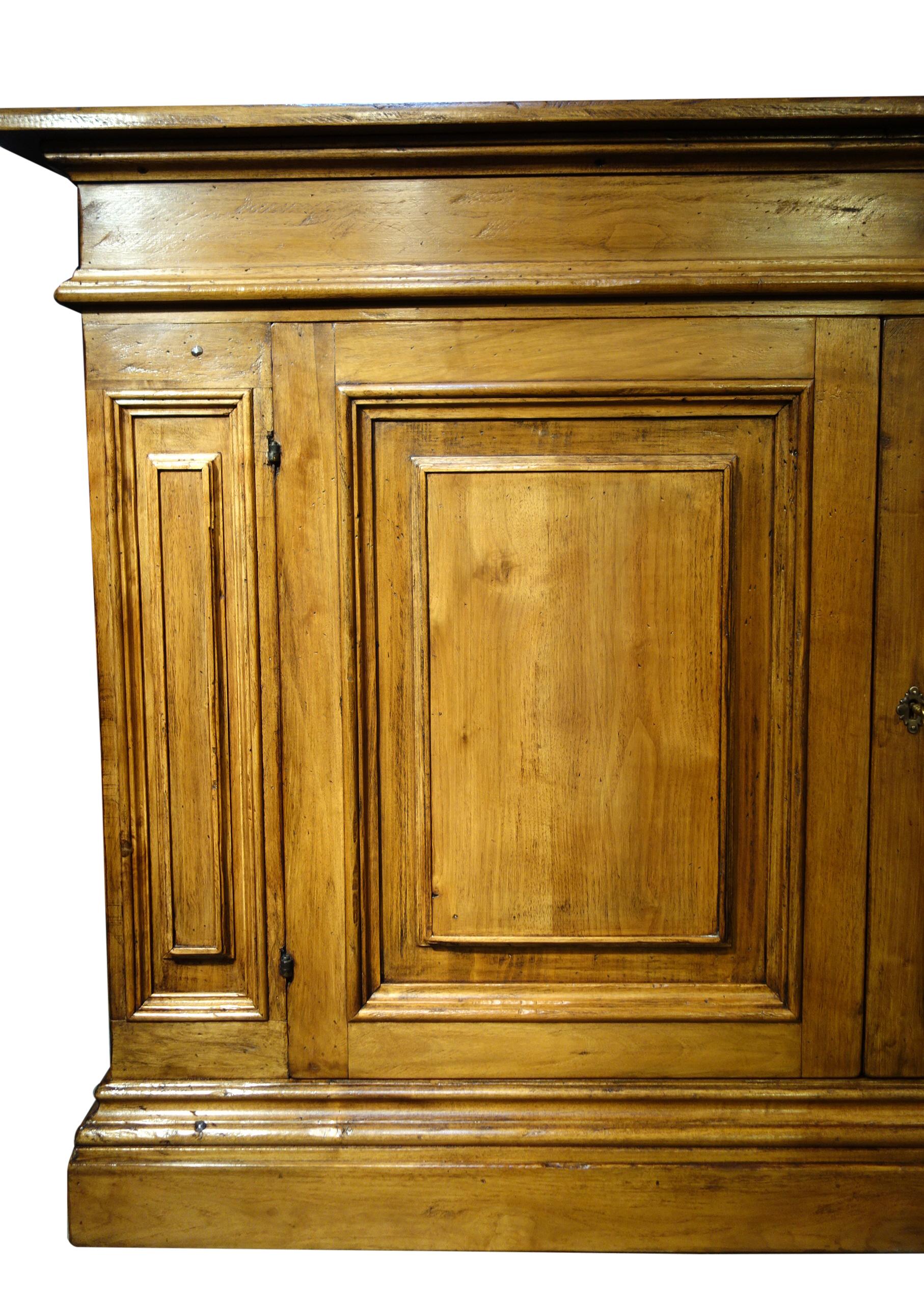 Contemporary 18th C Style ROMA Walnut Natural Finish Credenza Antique Reproduction In-Stock  For Sale