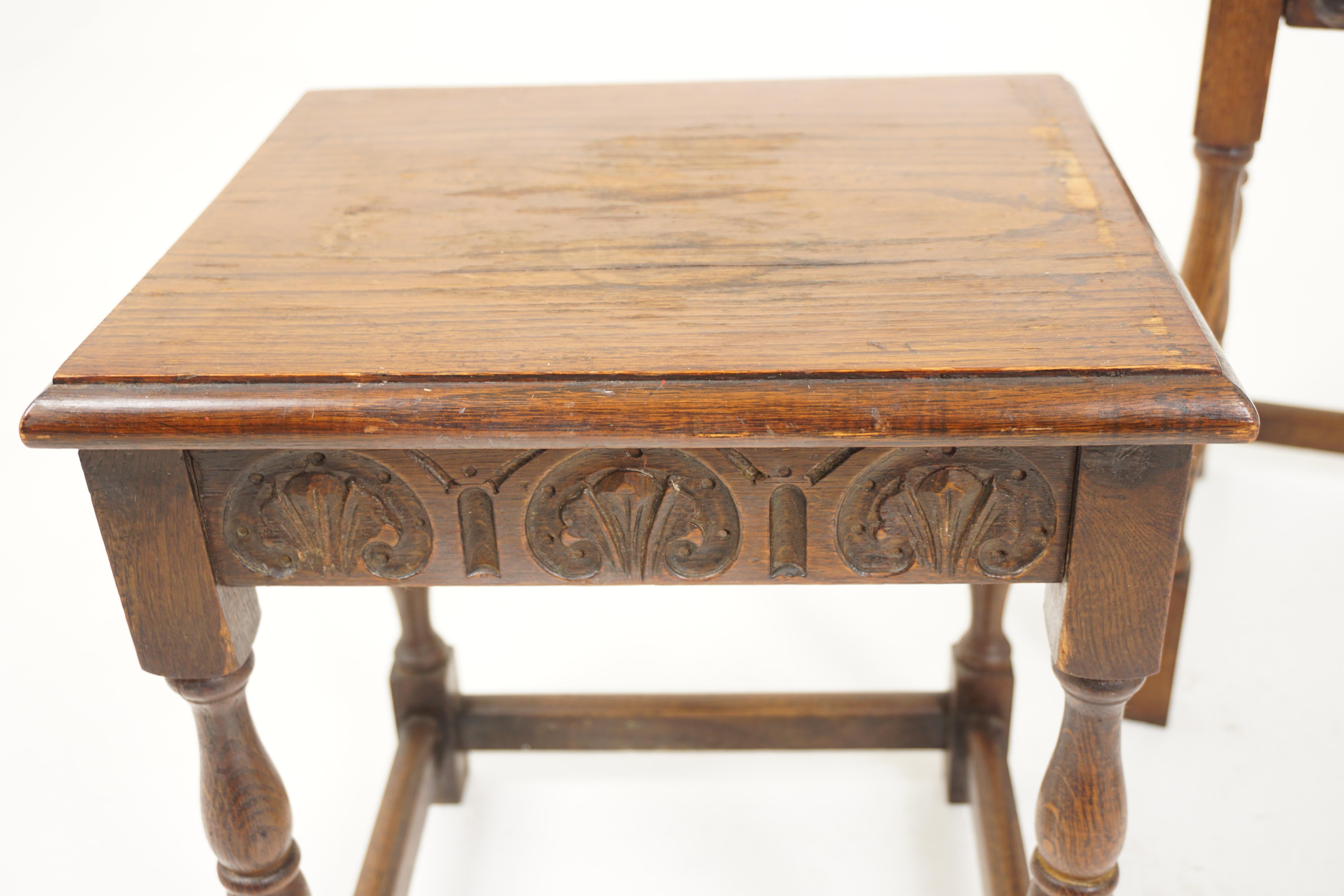 18th Century Style Set of 3 Oak Nesting Tables, Scotland 1930 For Sale 2
