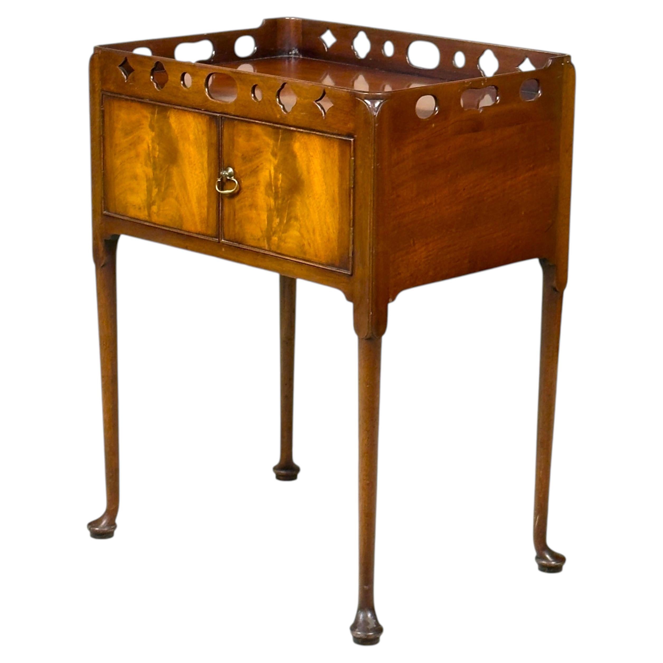 18th Century Style Side Table with Gallery Top and Storage, English For Sale