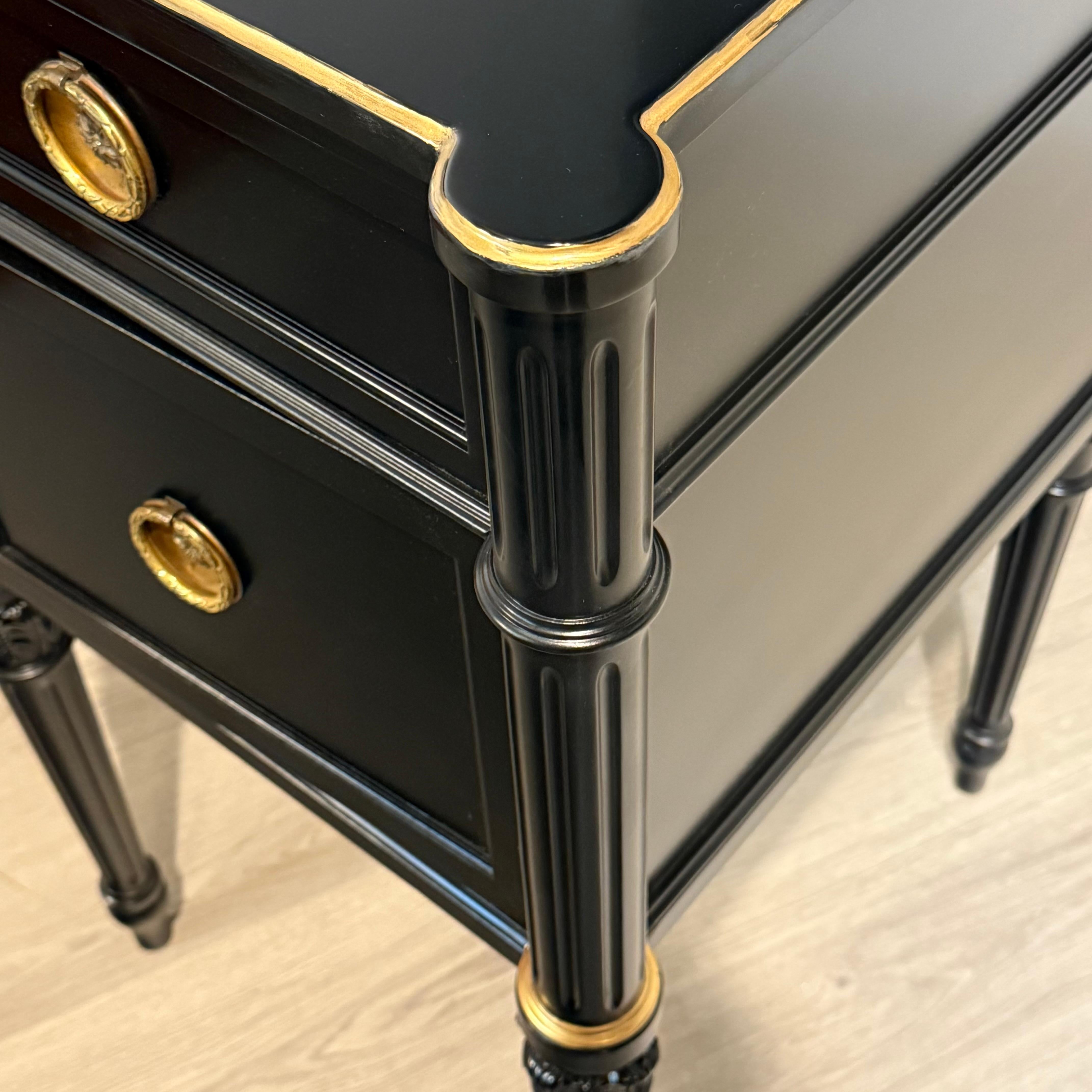 American 18th Century Style Sideboard Finished in Black Lacquer with Gold Accents For Sale