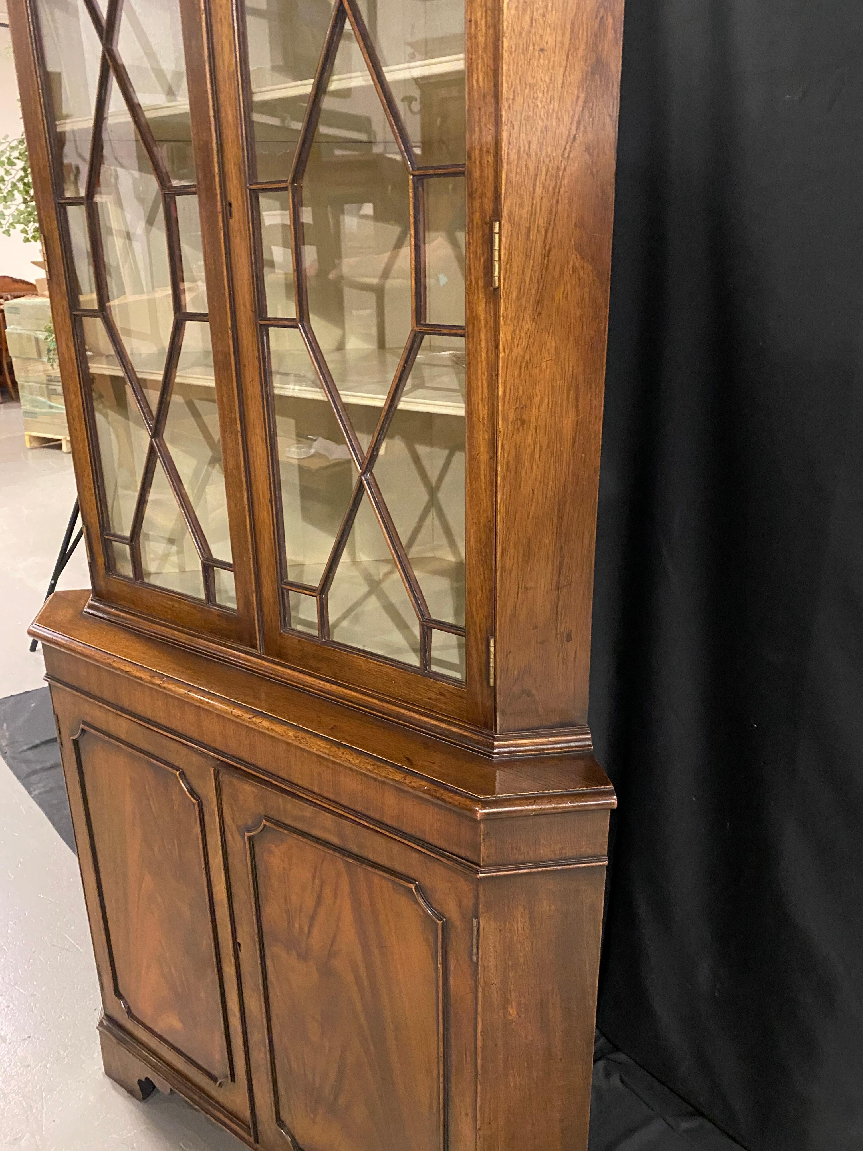 Hardwood 18th Century Style Two-Door Corner Cabinet, Mahogany, Georgian Style For Sale