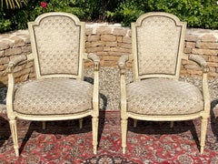 18th Century, Suite of 4 Louis XVI Lacquered Cabriolet Armchairs