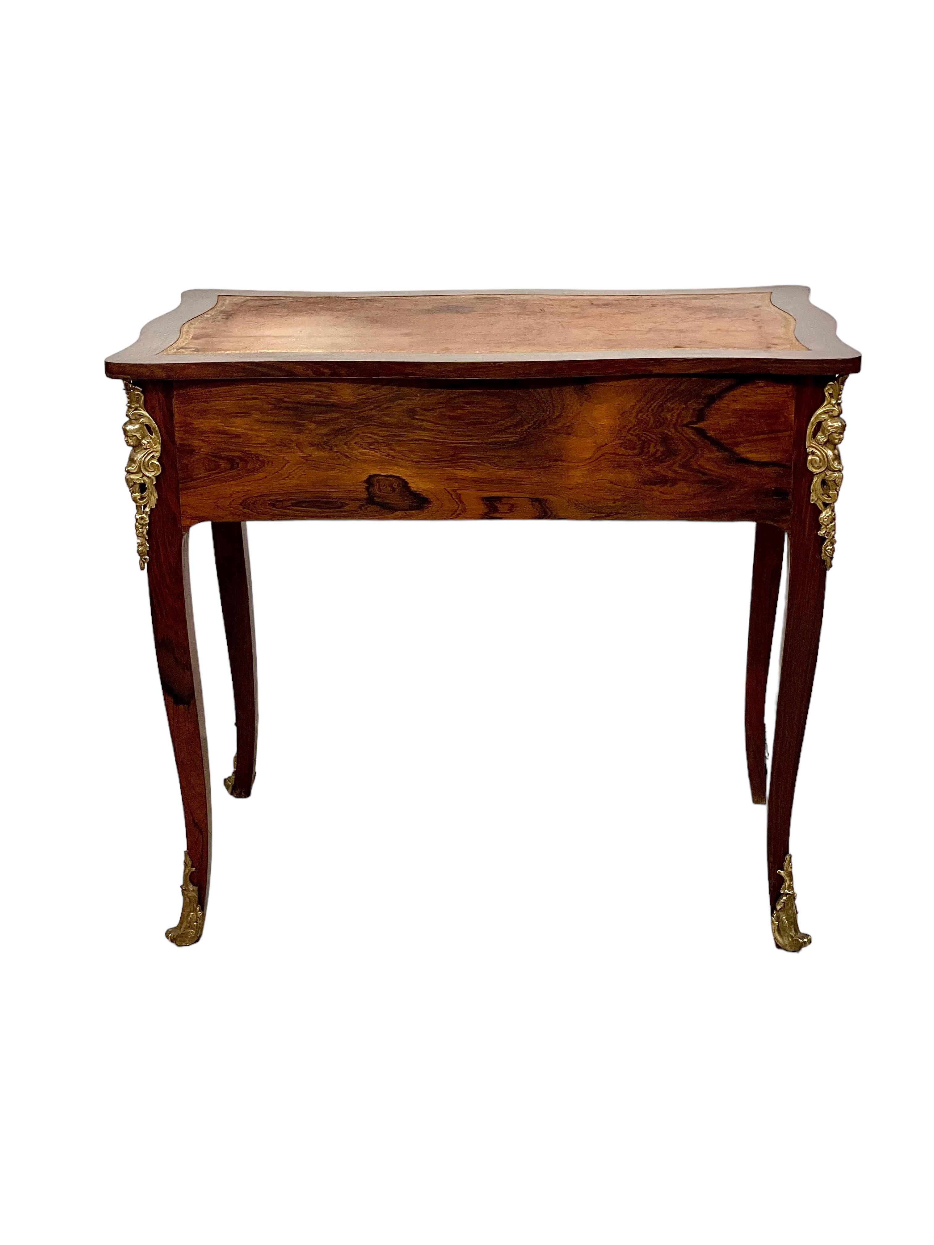 French 1750s Gilt Bronze Mounted Writing Lady Desk, by Adrien DELORME For Sale