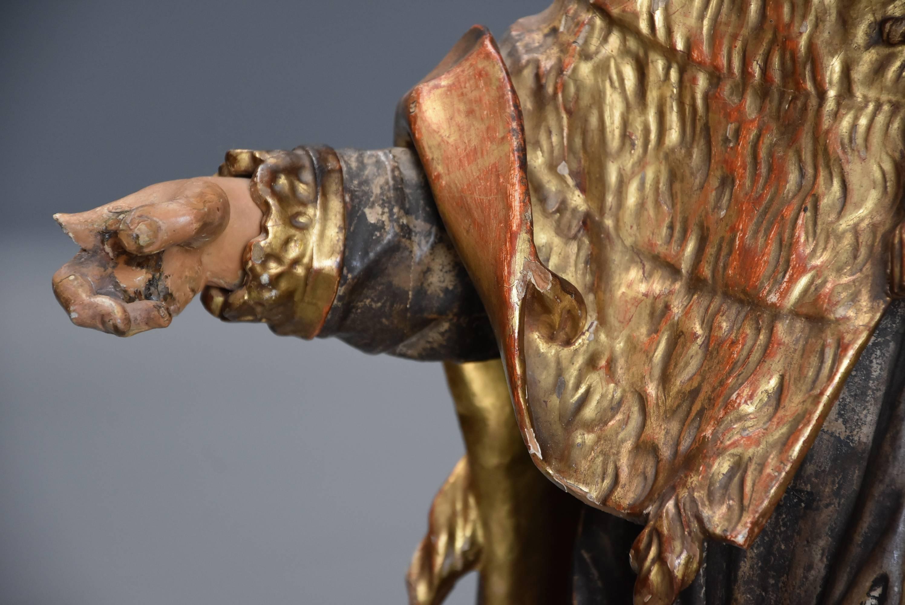 18th Century Superbly Carved Polychrome and Gilt Figure of Saint Peter For Sale 2