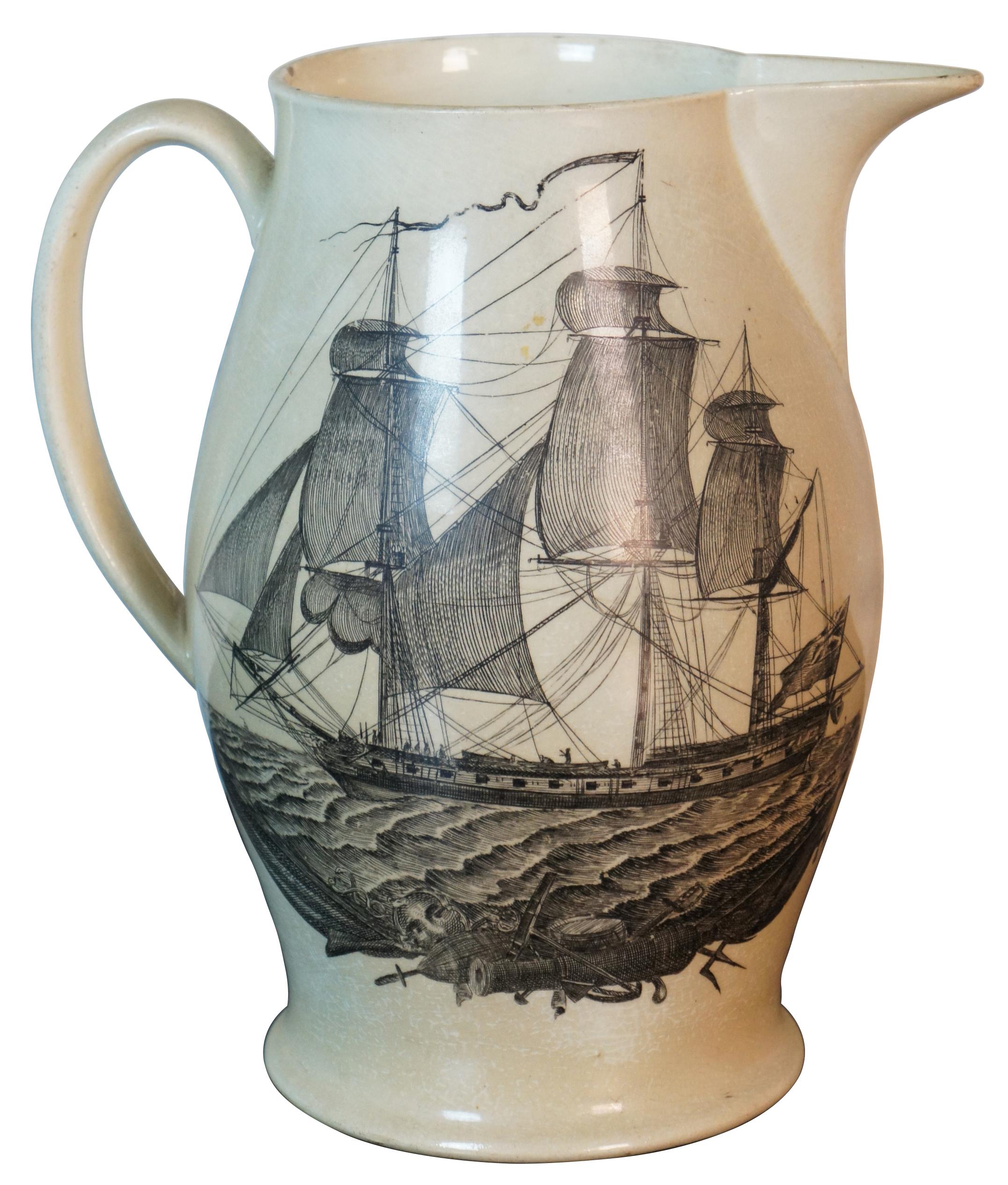 British Colonial 18th Century Susan’s Farewell English Nautical Martime Creamware Pitcher Jug