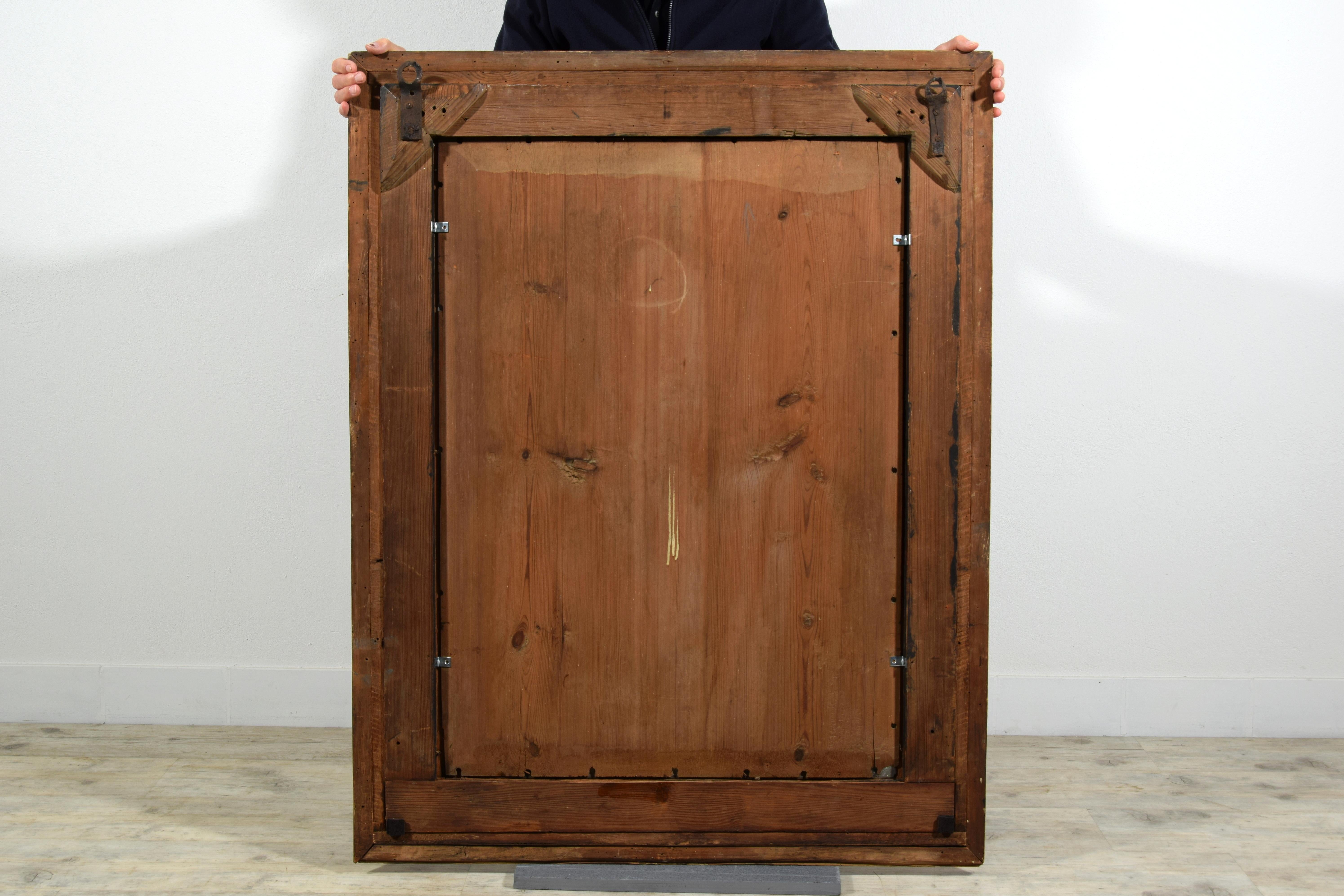 Miroir suédois du 18ème siècle avec cadre en bois sculpté et doré bleu cobalt en vente 12