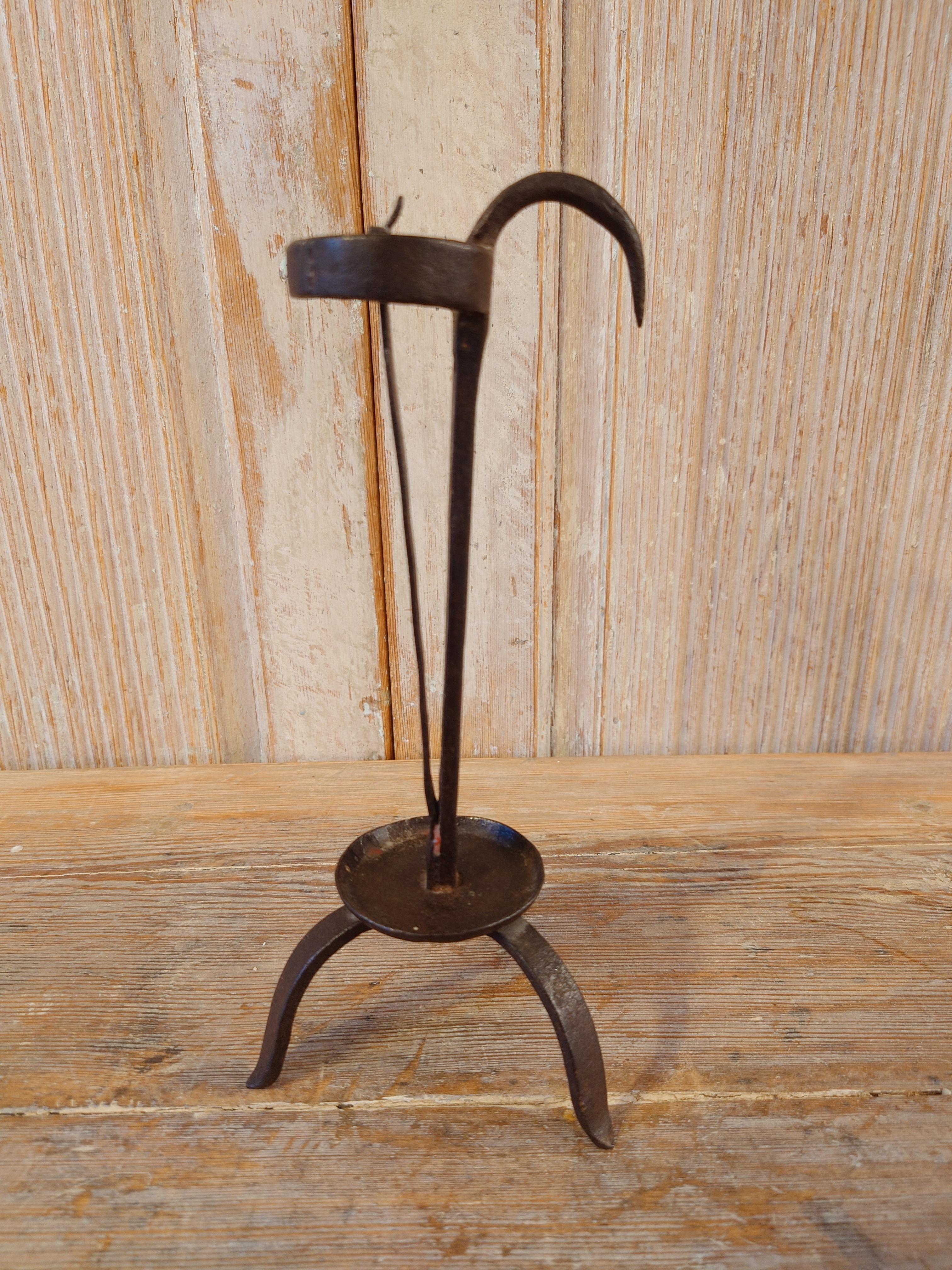 Hand-Crafted 18th Century Swedish Antique Folk Art Iron Stick For Sale
