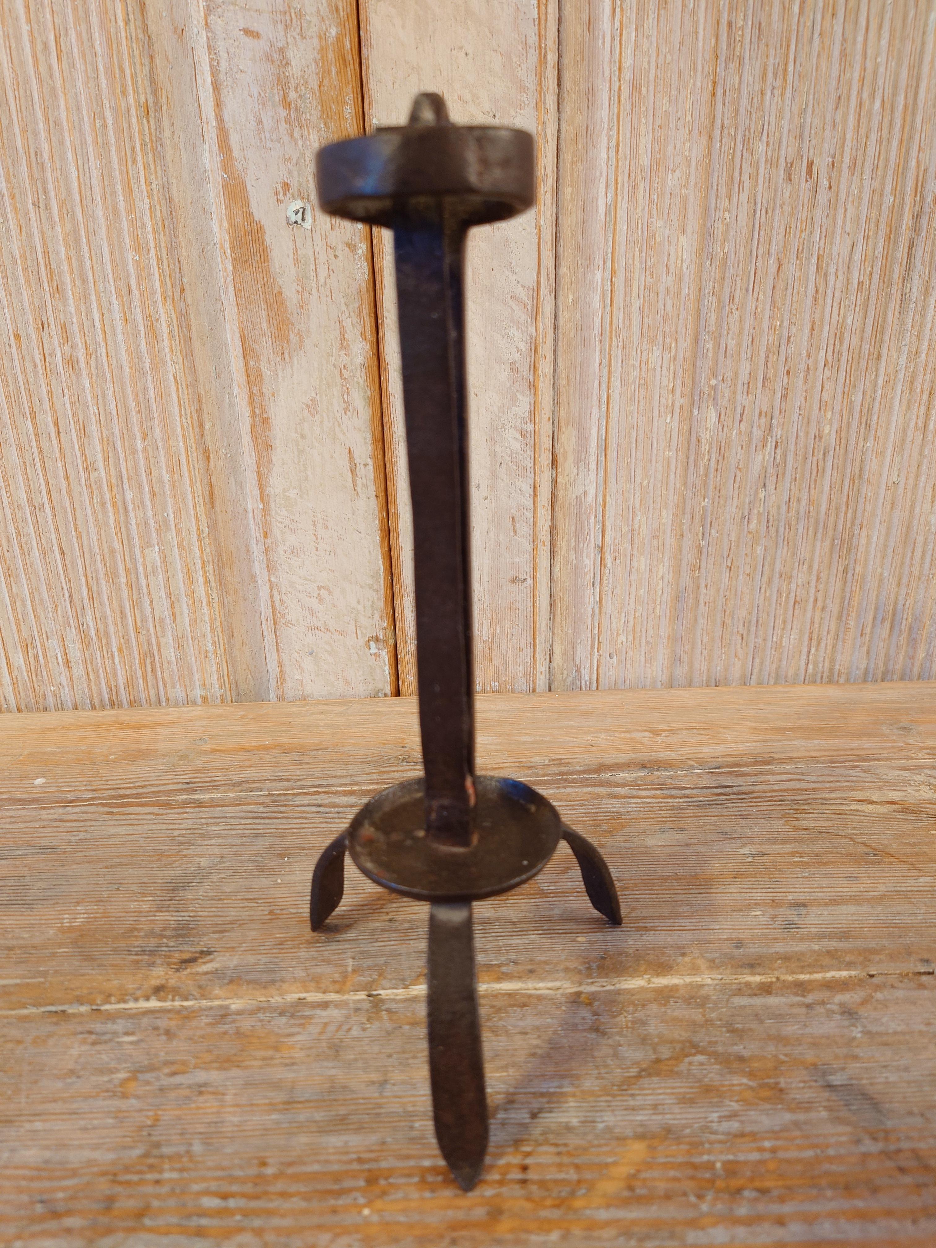 18th Century Swedish Antique Folk Art Iron Stick In Good Condition For Sale In Boden, SE