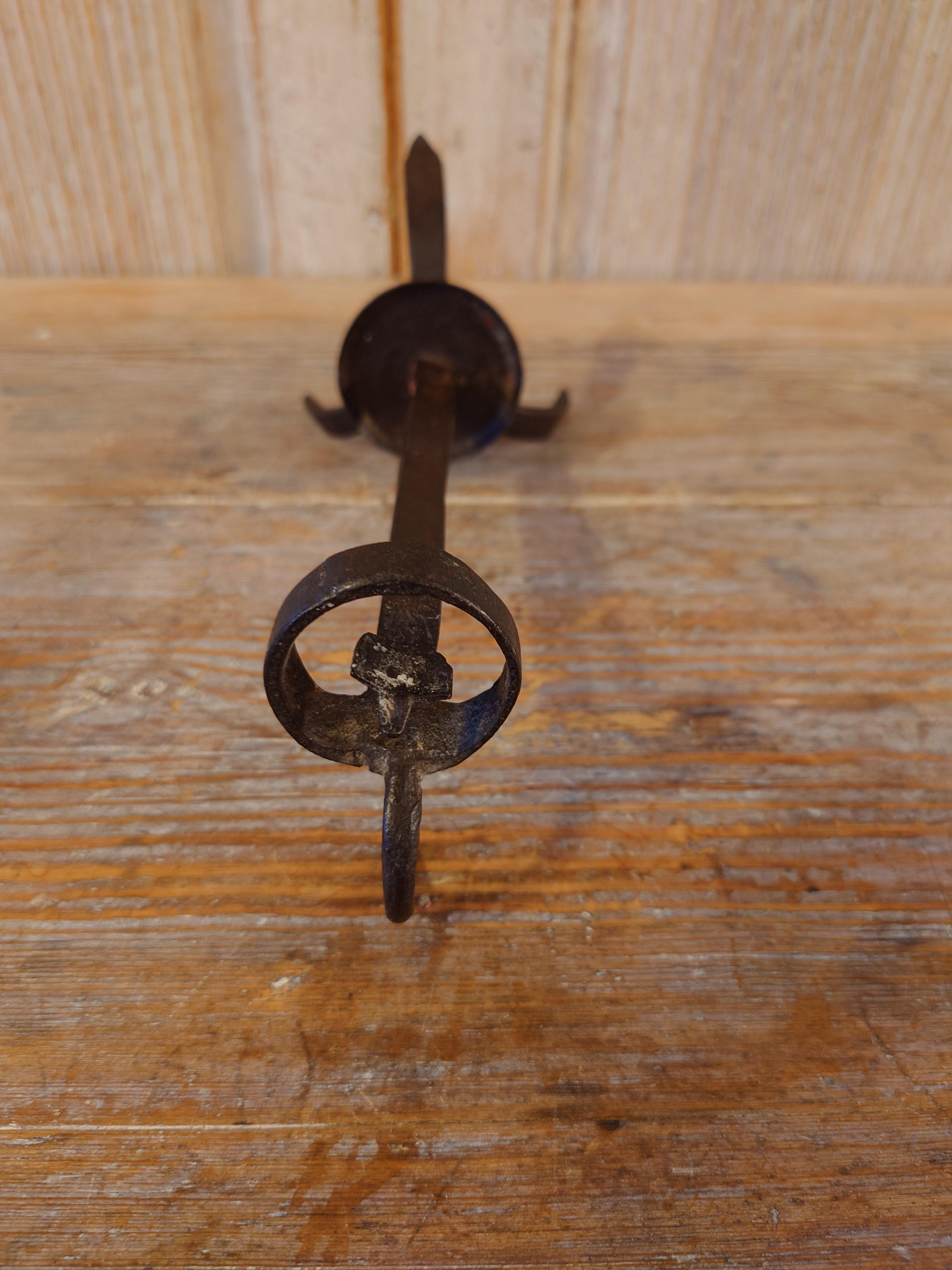 18th Century Swedish Antique Folk Art Iron Stick For Sale 4