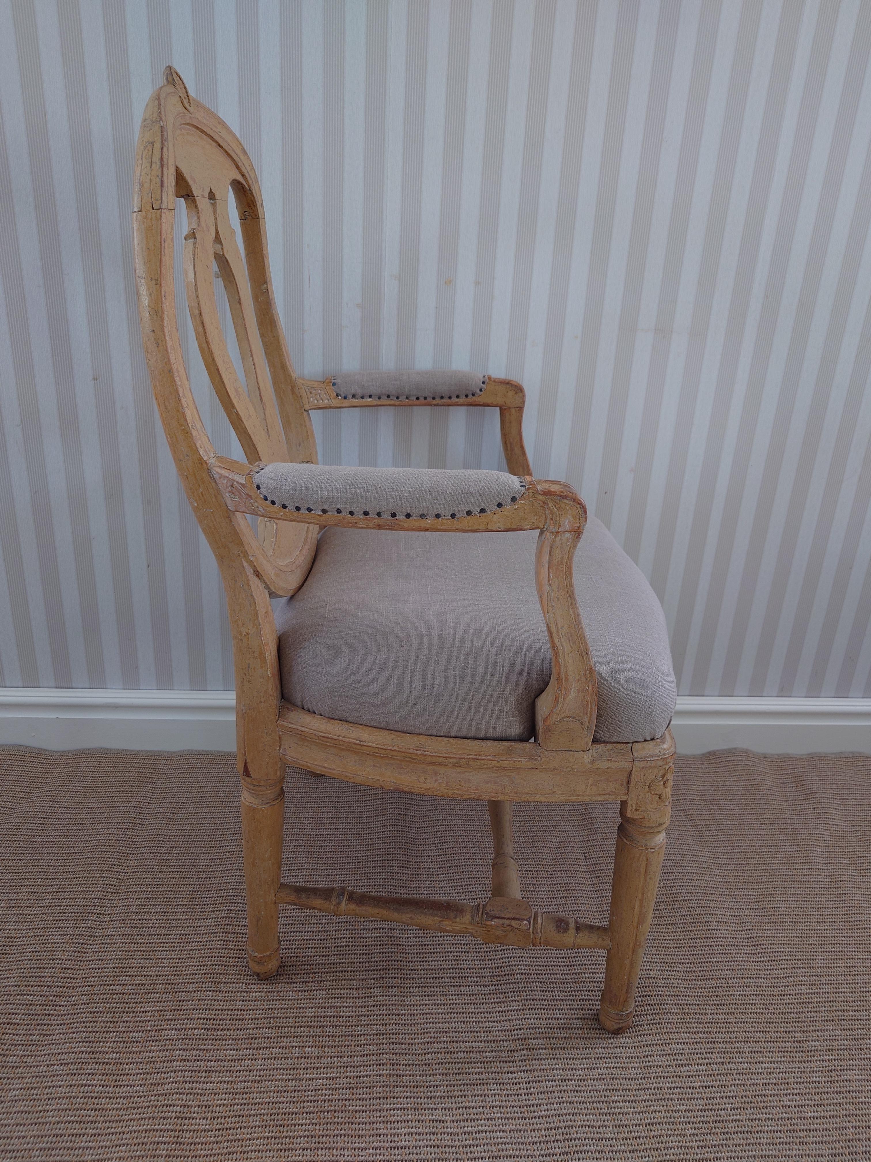 18th Century Swedish antique genuine Gustavian armchair with original paint. For Sale 8