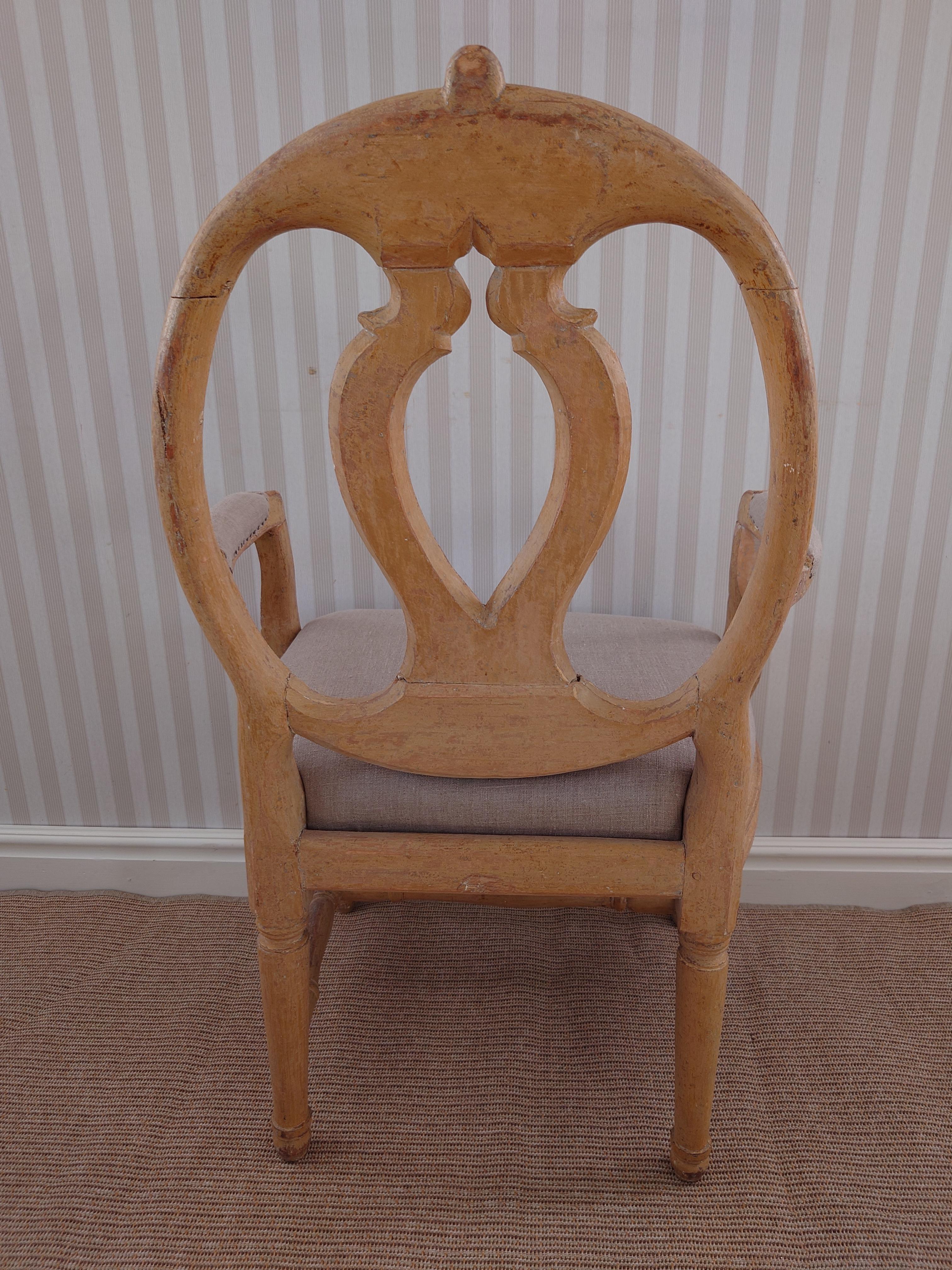 18th Century Swedish antique genuine Gustavian armchair with original paint. For Sale 9