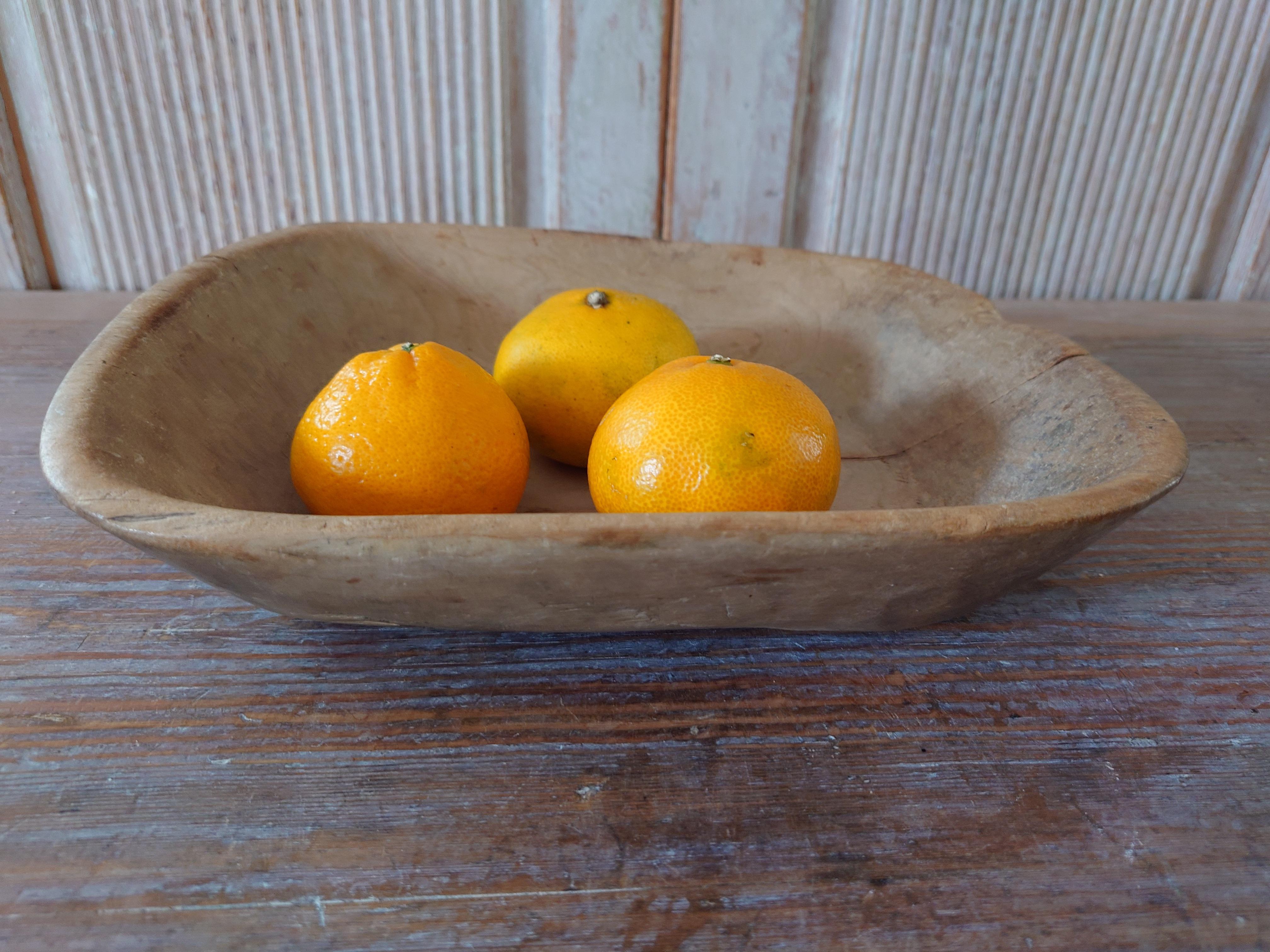 Hand-Carved 18th Century Swedish antique  genuine  Wooden bowl sign MMS dated 1793 Folk Art For Sale