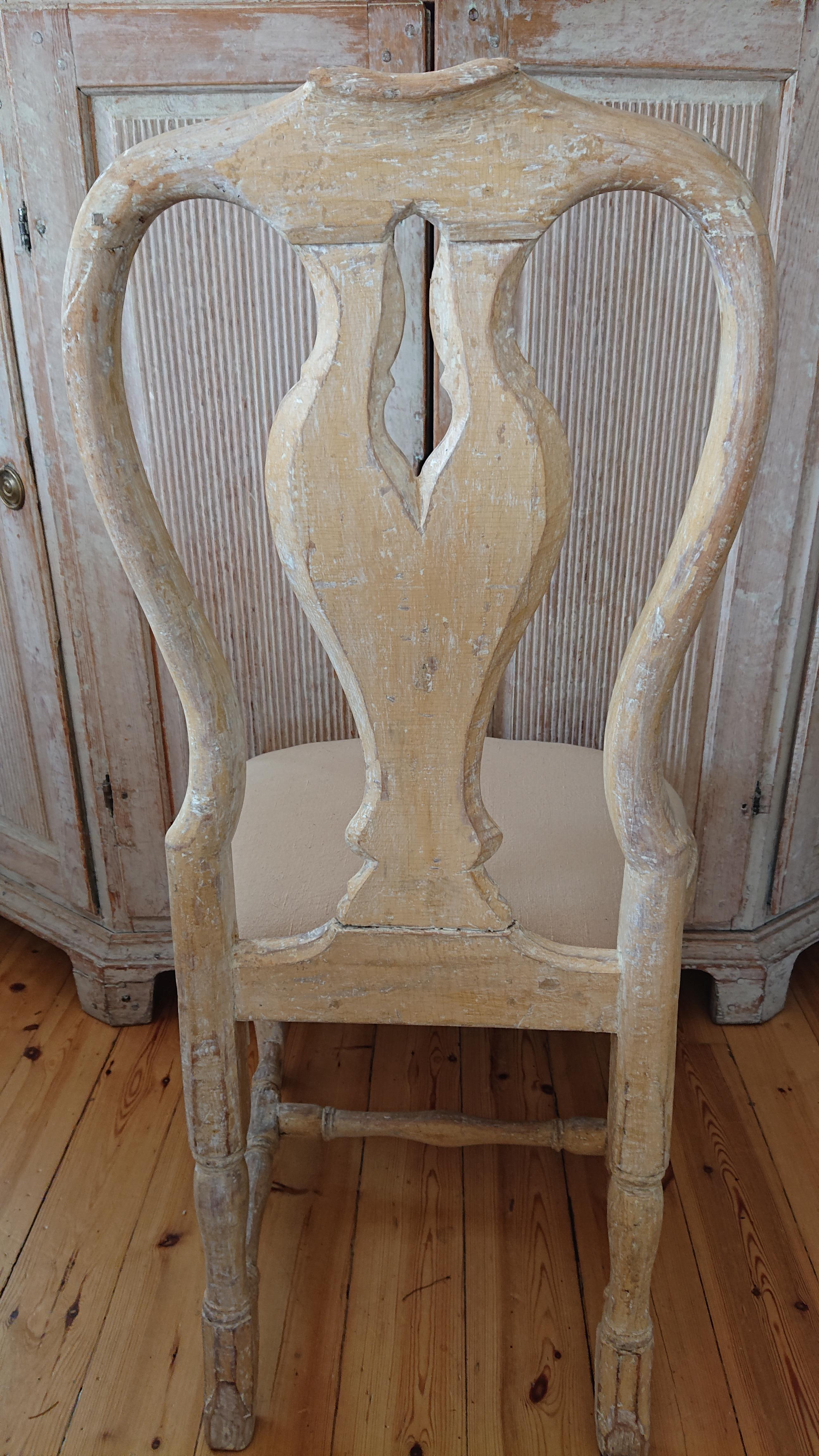 18th Century Swedish Antique Rococo Chair with Original Paint For Sale 7