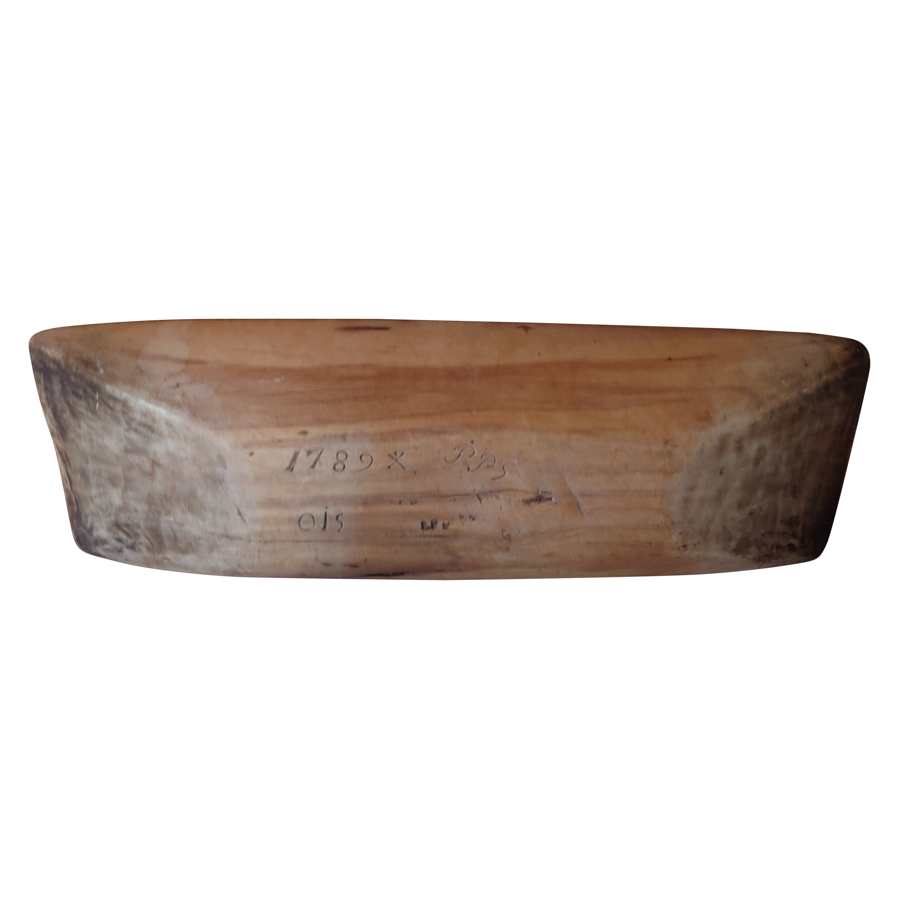 Trogolo in legno antico svedese del XVIII secolo, datato 1789, segno PPS OIS