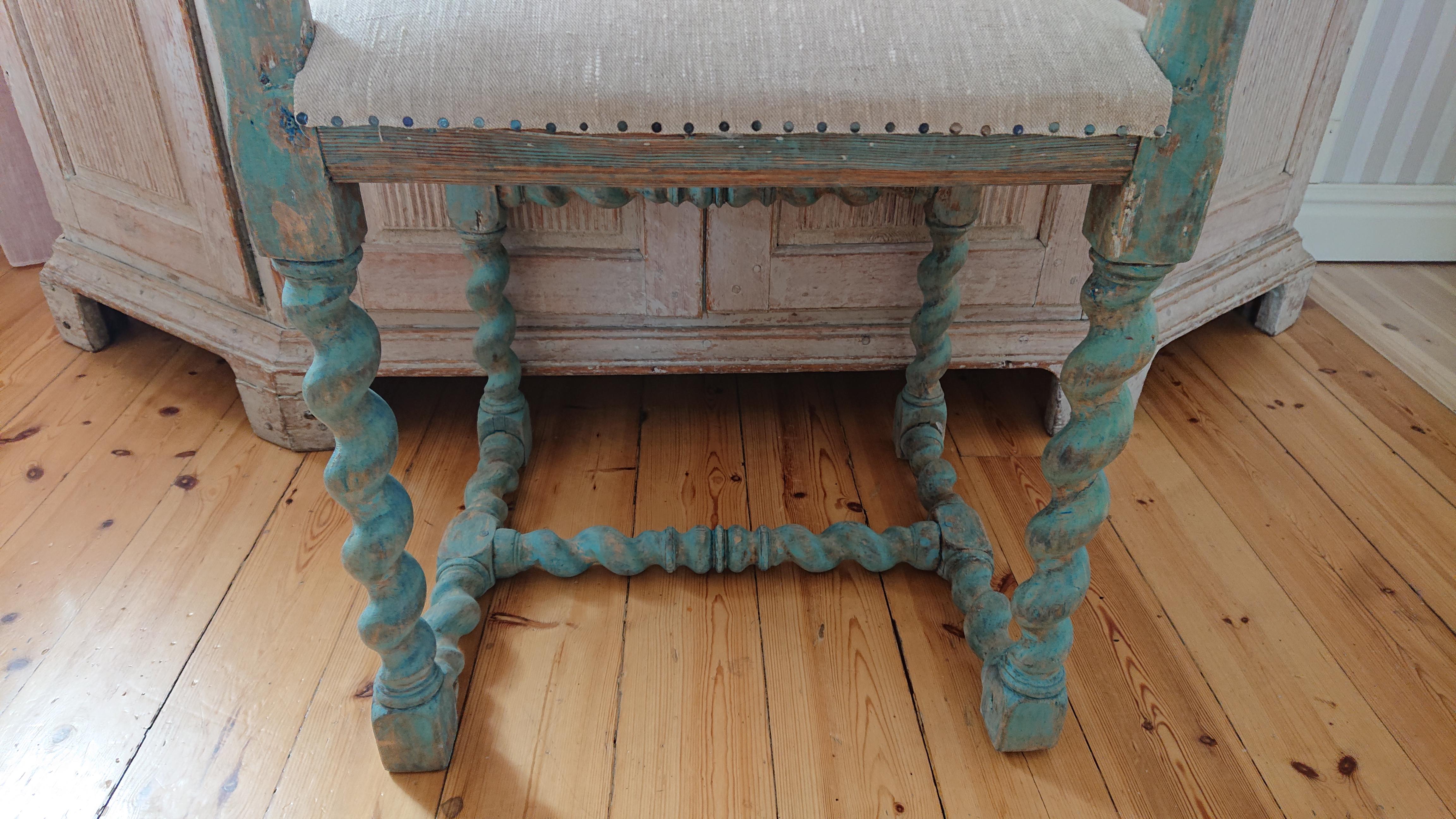 18th Century Swedish Antiques Baroque Chair with Original Paint For Sale 5