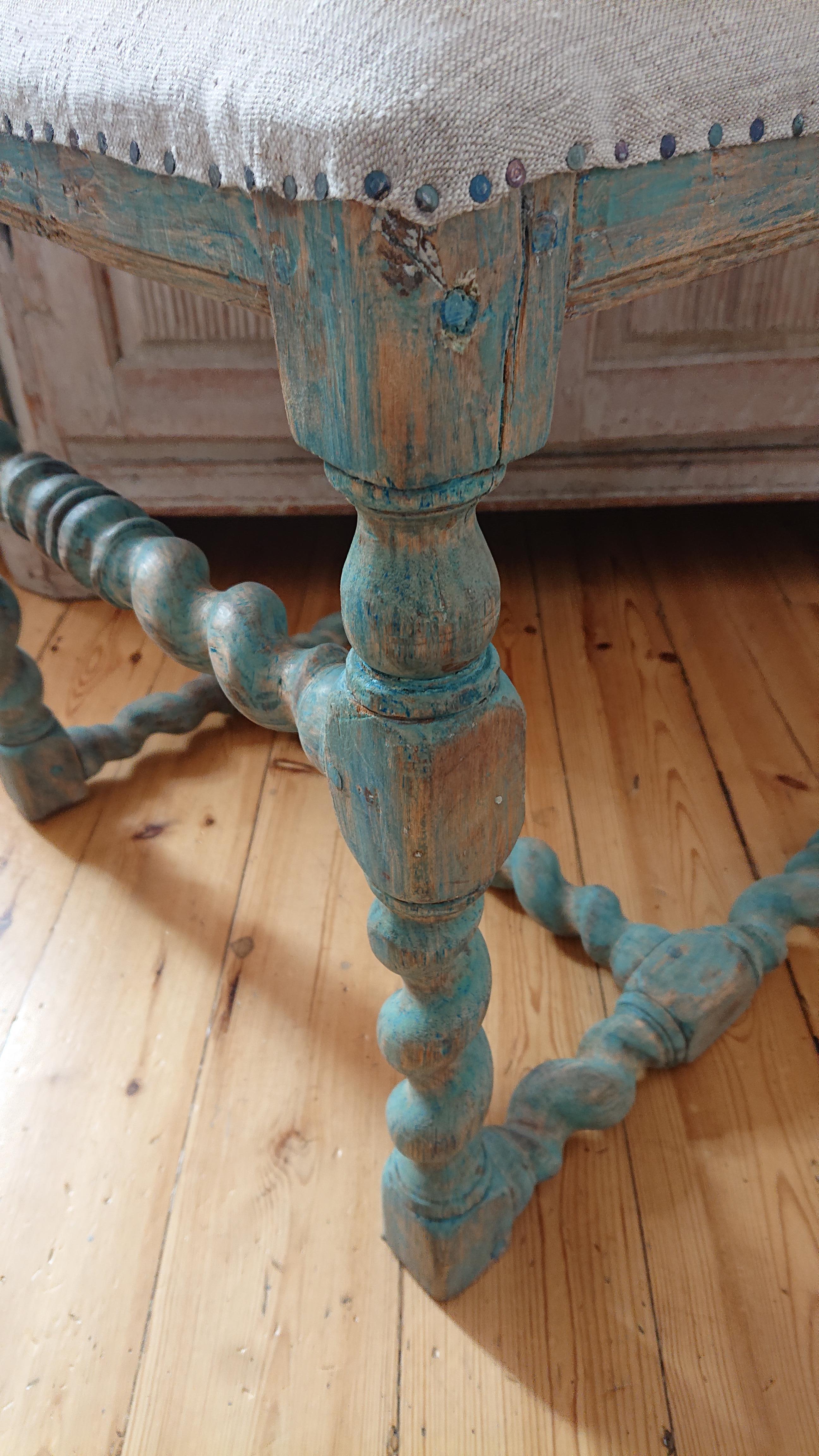 18th Century Swedish Antiques Baroque Chair with Original Paint For Sale 7