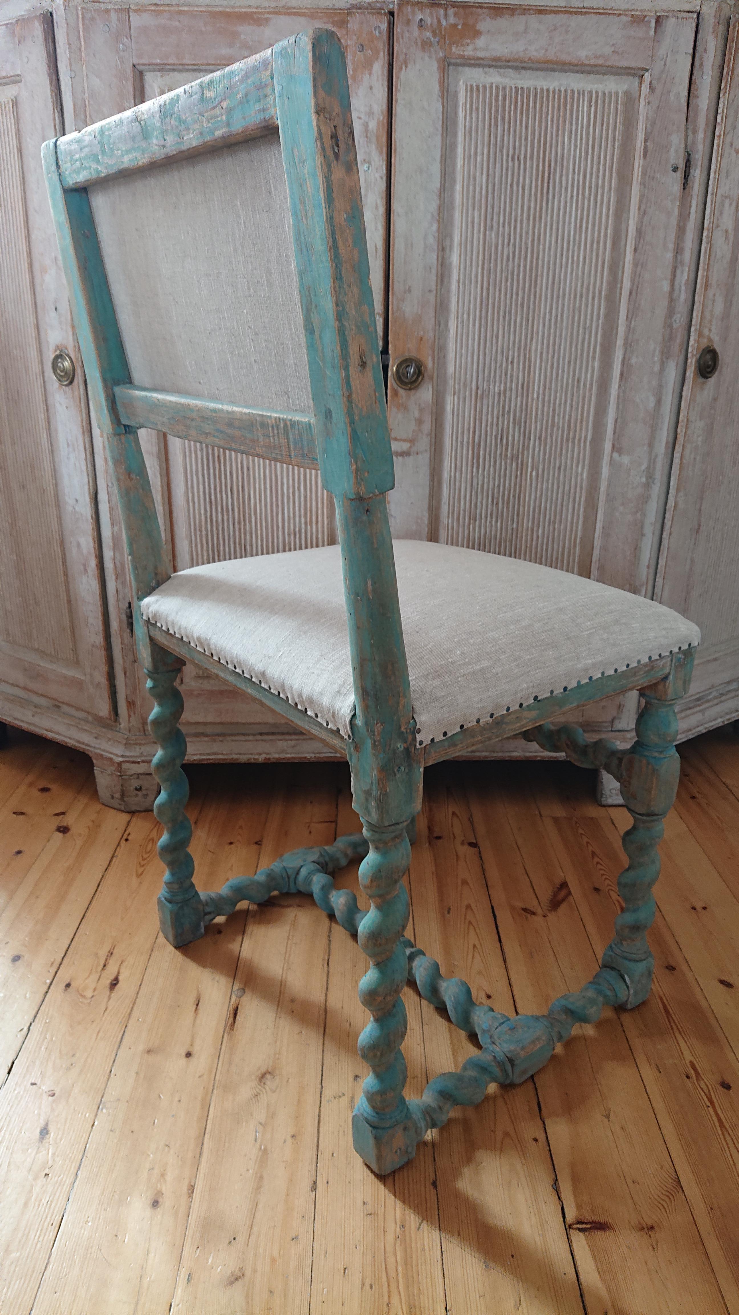 18th Century Swedish Antiques Baroque Chair with Original Paint  For Sale 9