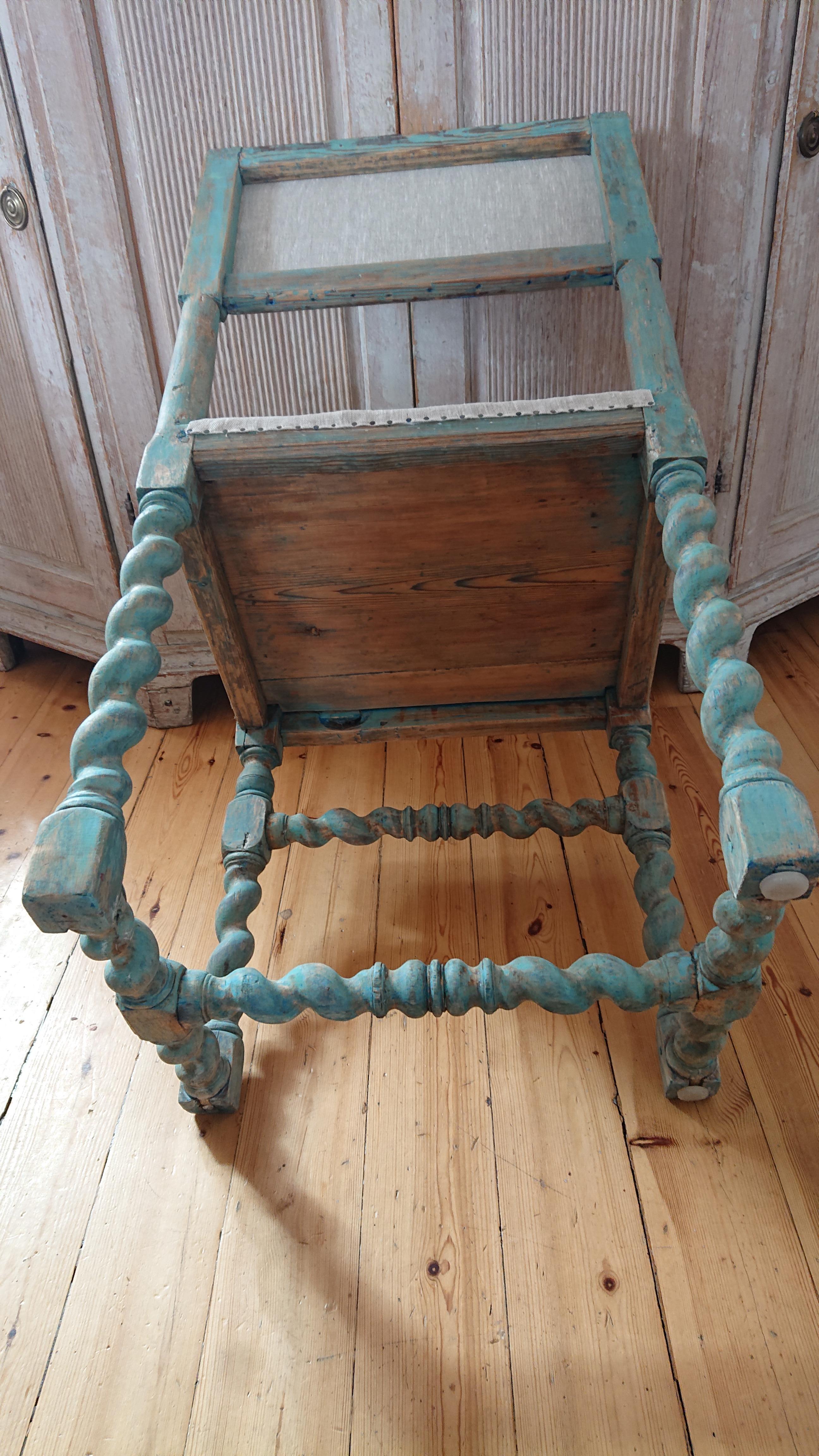 18th Century Swedish Antiques Baroque Chair with Original Paint For Sale 10