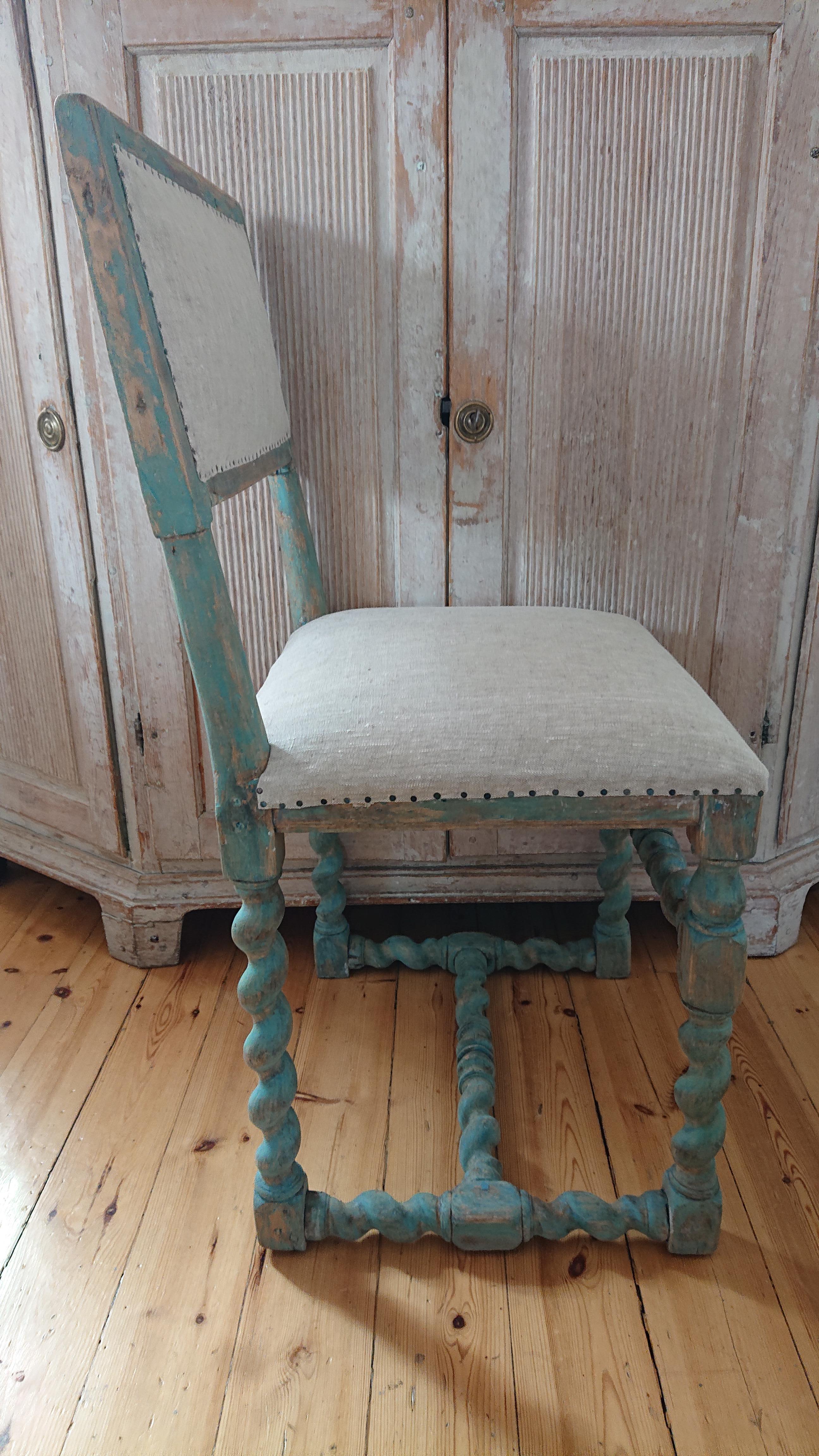 18th Century Swedish Antiques Baroque Chair with Original Paint  For Sale 2