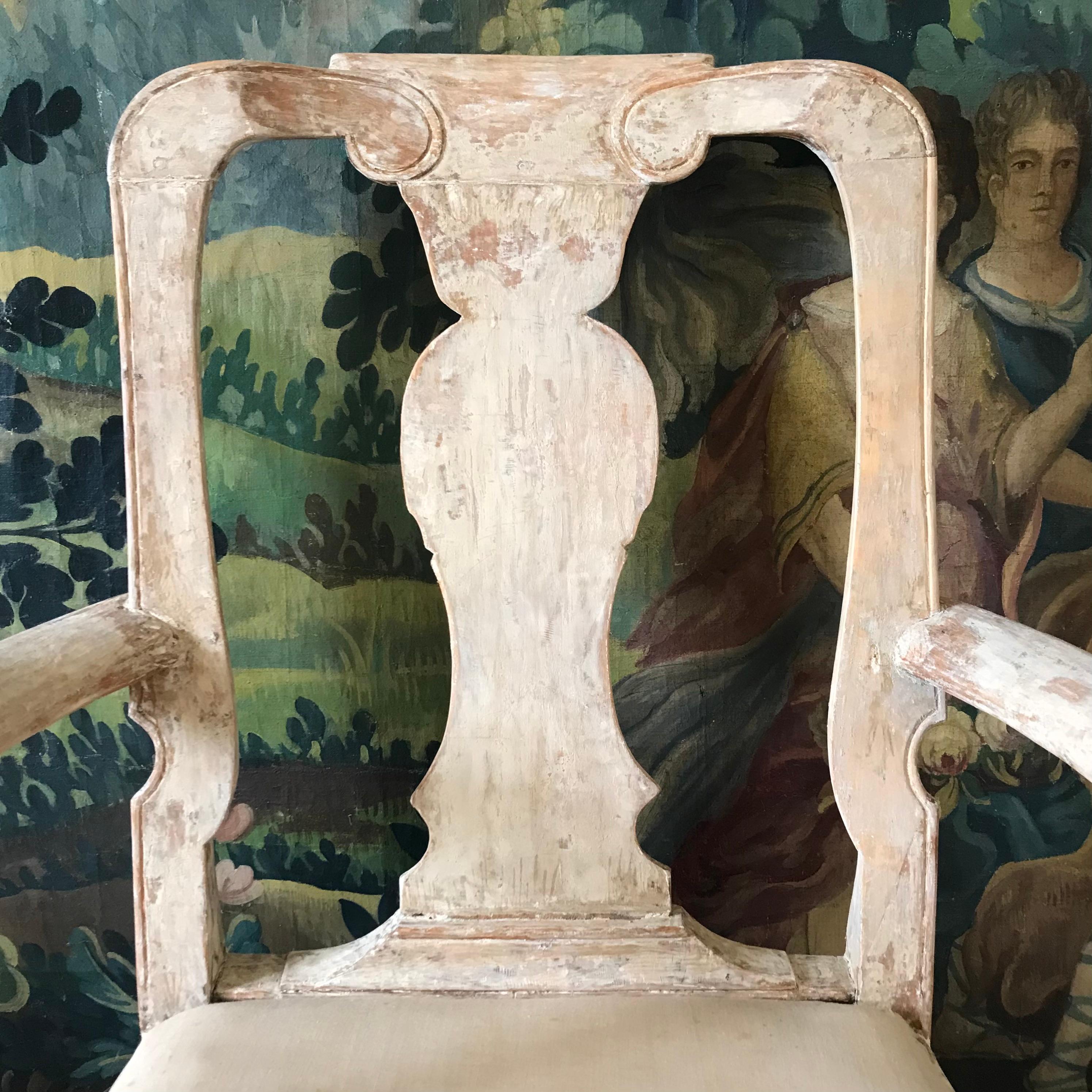 Hand-Carved 18th Century Swedish Armchair For Sale