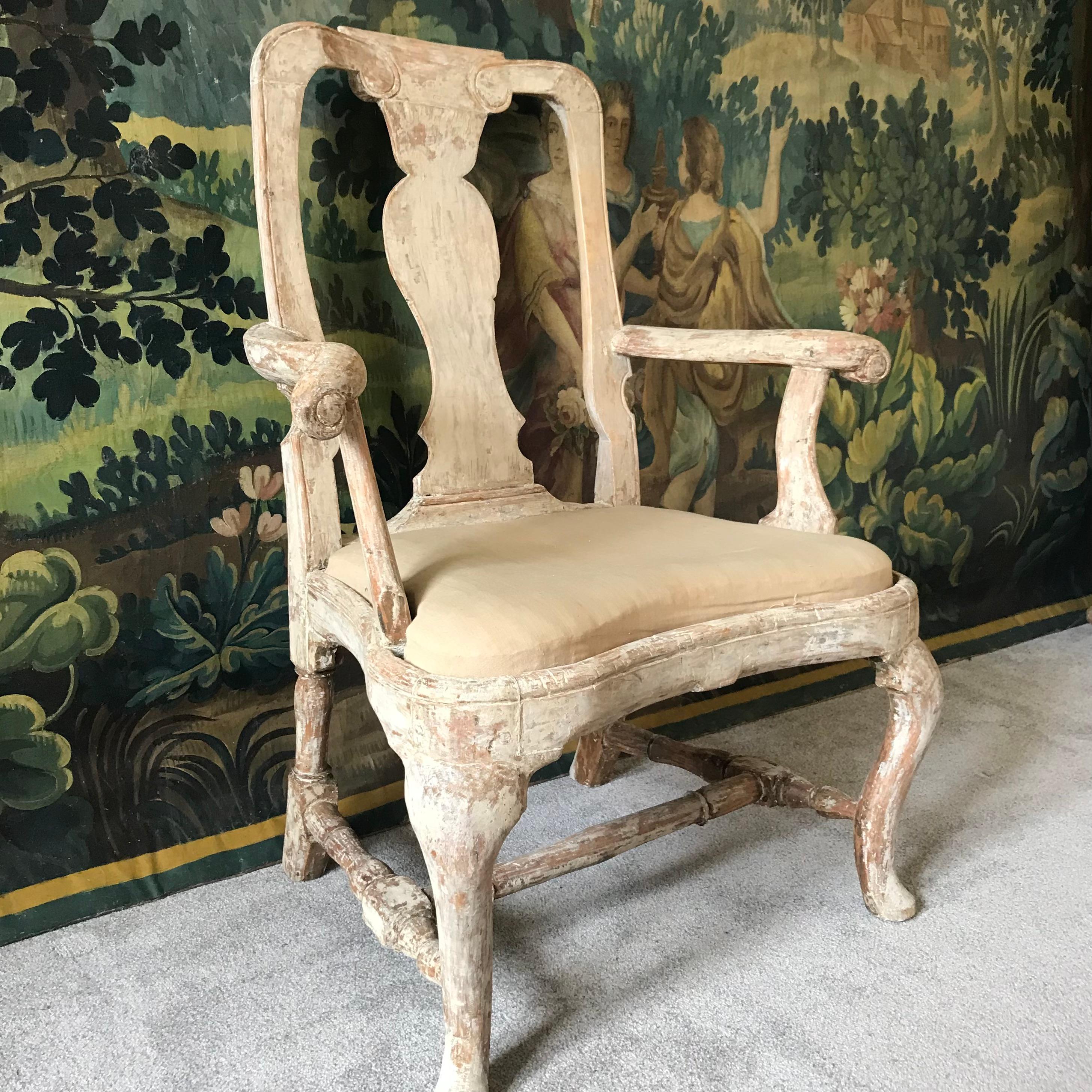 Wood 18th Century Swedish Armchair For Sale