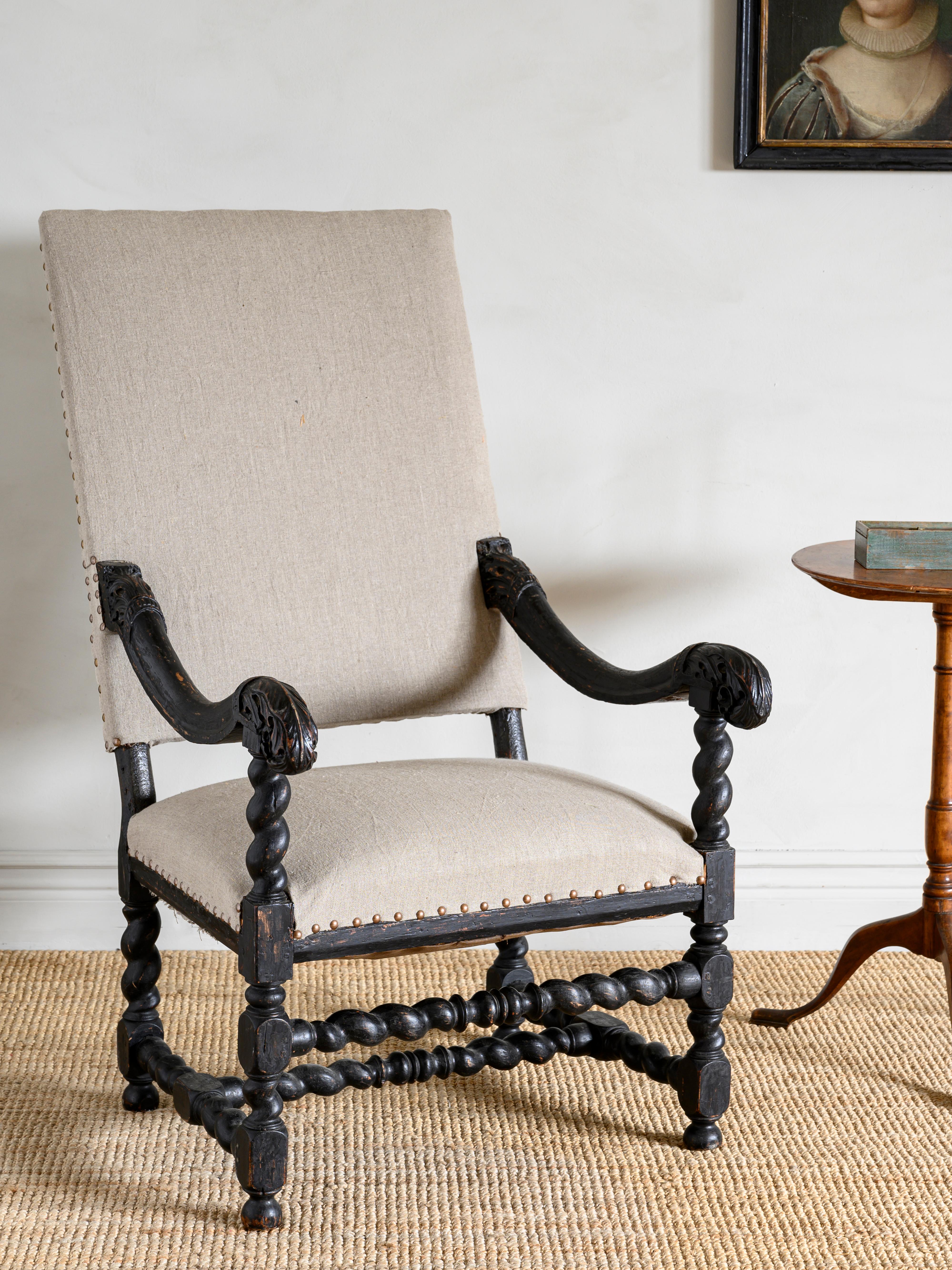 Baroque fauteuil baroque suédois du 18ème siècle en vente
