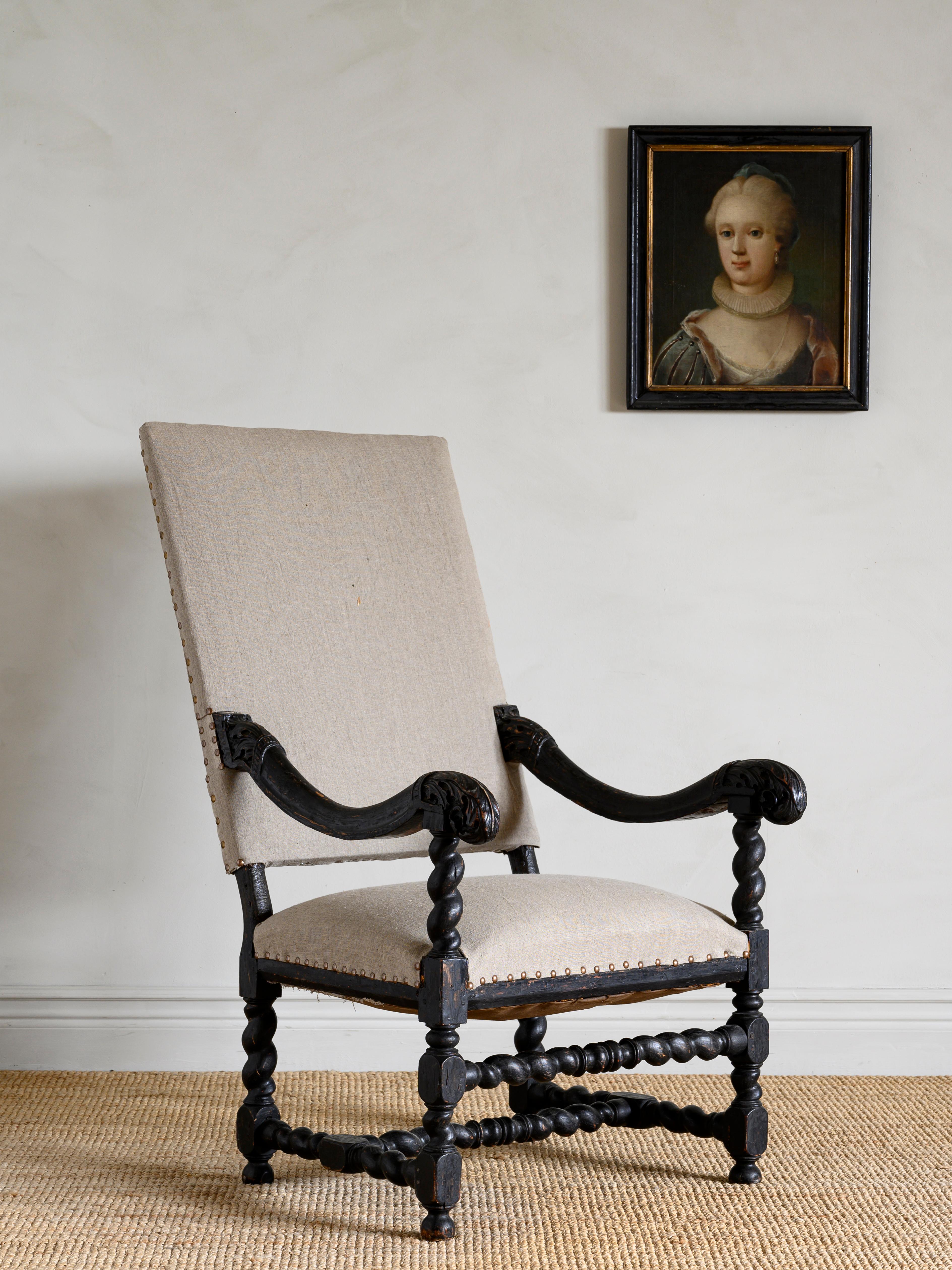 18th Century Swedish Baroque Armchair For Sale 1