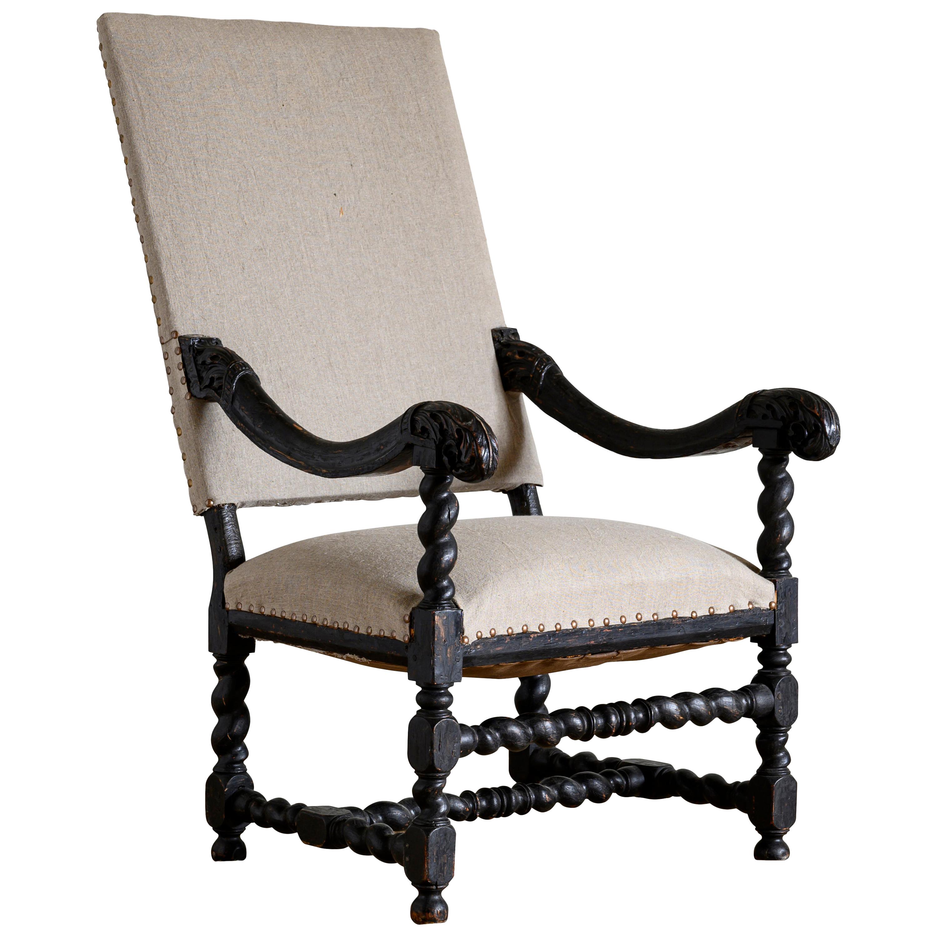 18th Century Swedish Baroque Armchair For Sale