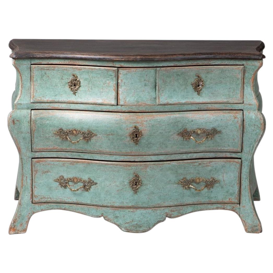 18th Century Swedish Baroque Bombè Chest of Drawers