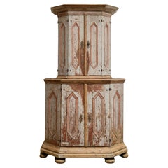 Used 18th Century Swedish Baroque Cabinet on Cabinet.  Original Paint.  
